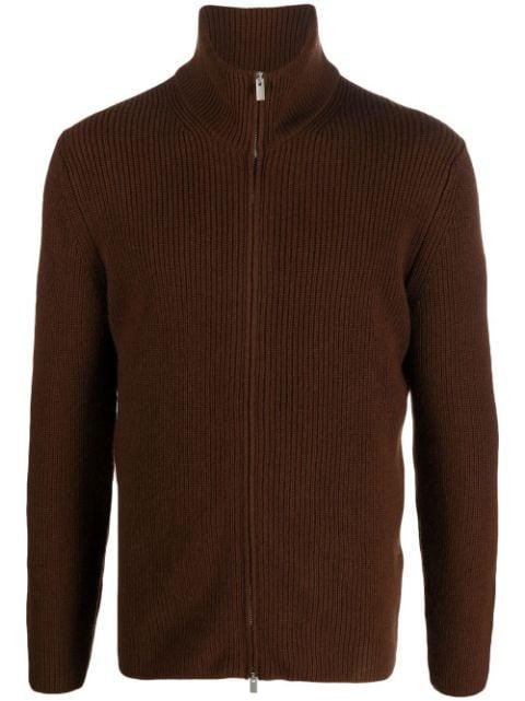 front zip-fastening knit cardigan by DELL'OGLIO