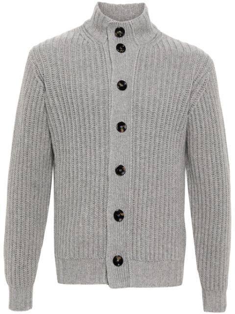 high-neck cashmere cardigan by DELL'OGLIO