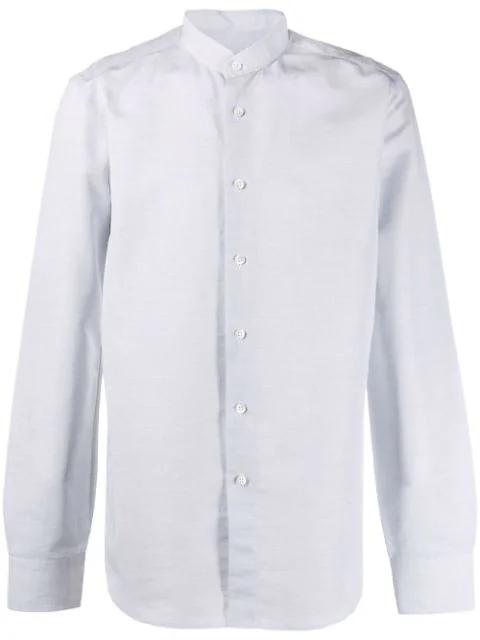 long-sleeve collarless shirt by DELL'OGLIO