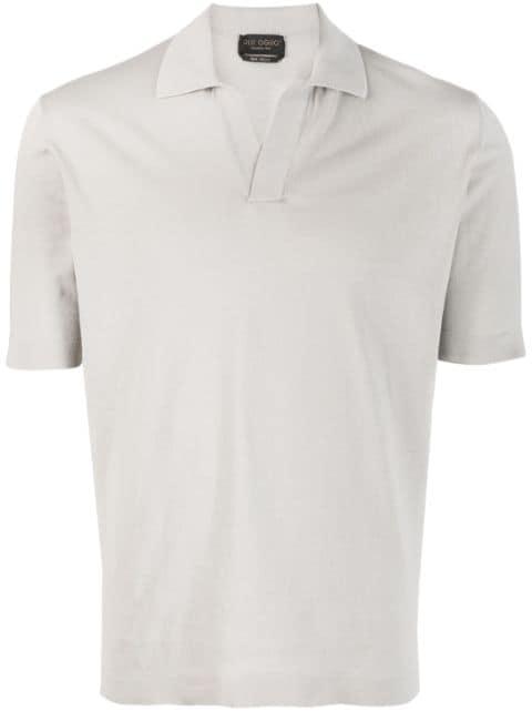 open-placket cotton polo shirt by DELL'OGLIO