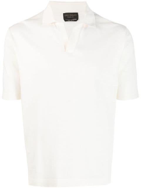 open-placket cotton polo shirt by DELL'OGLIO