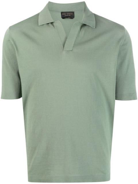 open-placket cotton polo shirt by DELL'OGLIO