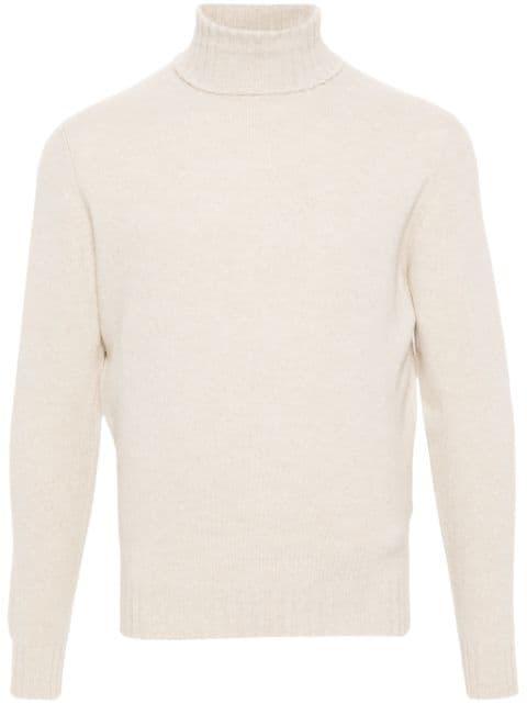 roll neck rib-trim jumper by DELL'OGLIO