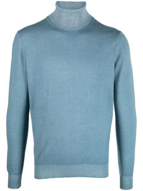 roll neck rib-trimmed jumper by DELL'OGLIO