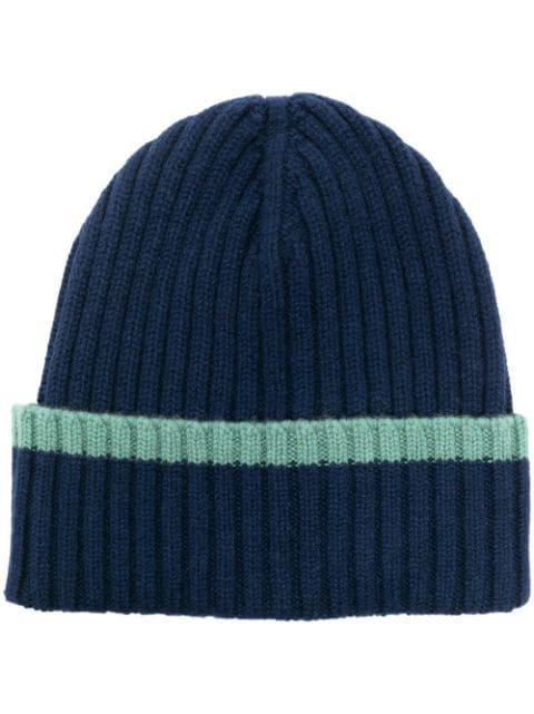 stripe-trim cashmere beanie by DELL'OGLIO