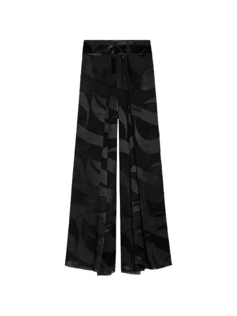 Cybelle leaf-pattern devoré-satin trousers by DELOS