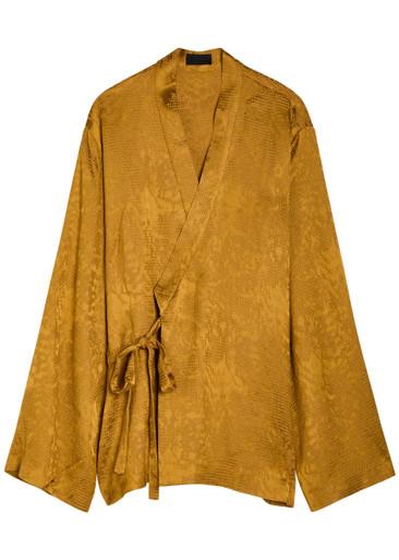 Tao textured jacquard satin wrap shirt by DELOS