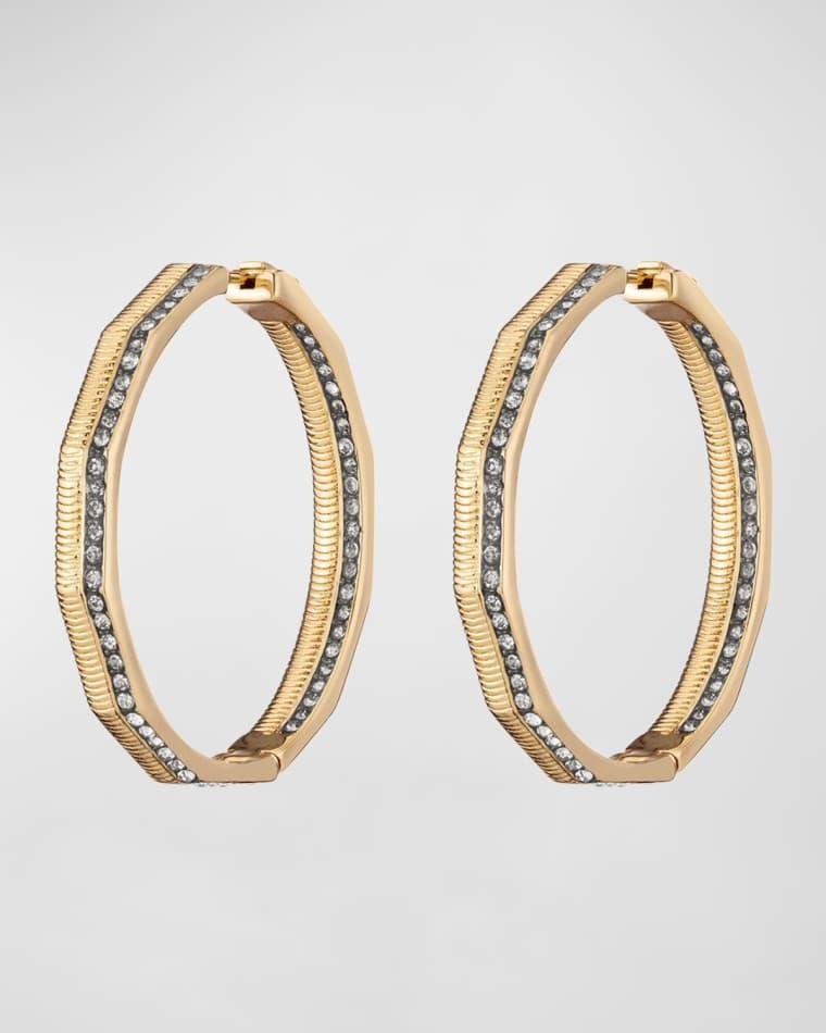 14k Gold-Plated Hoop Earrings with Crystals by DEMARSON