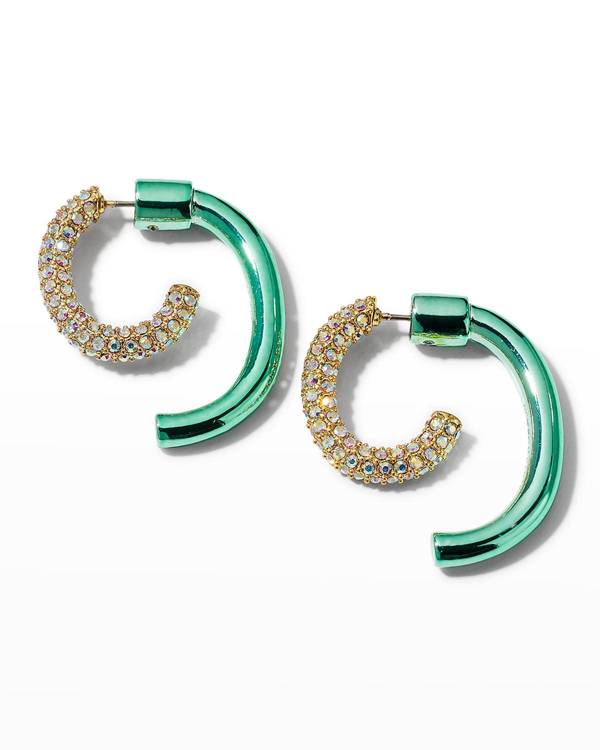 Pave Electro Luna Earrings, Mint Green by DEMARSON Pave Electro Luna Earrings, Mint Green by DEMARSON