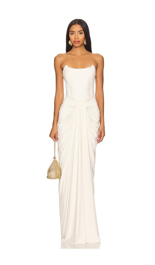 Deme by Gabriella Pearl Gown in Cream by DEME BY GABRIELLA