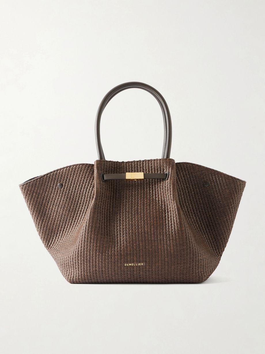 The New York large leather-trimmed raffia tote by DEMELLIER