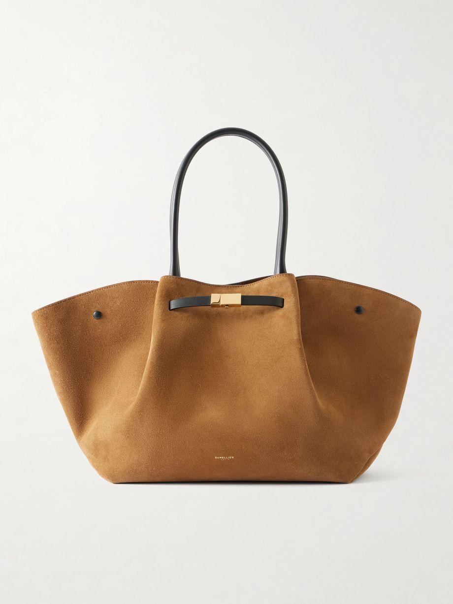 The New York large leather-trimmed suede tote by DEMELLIER