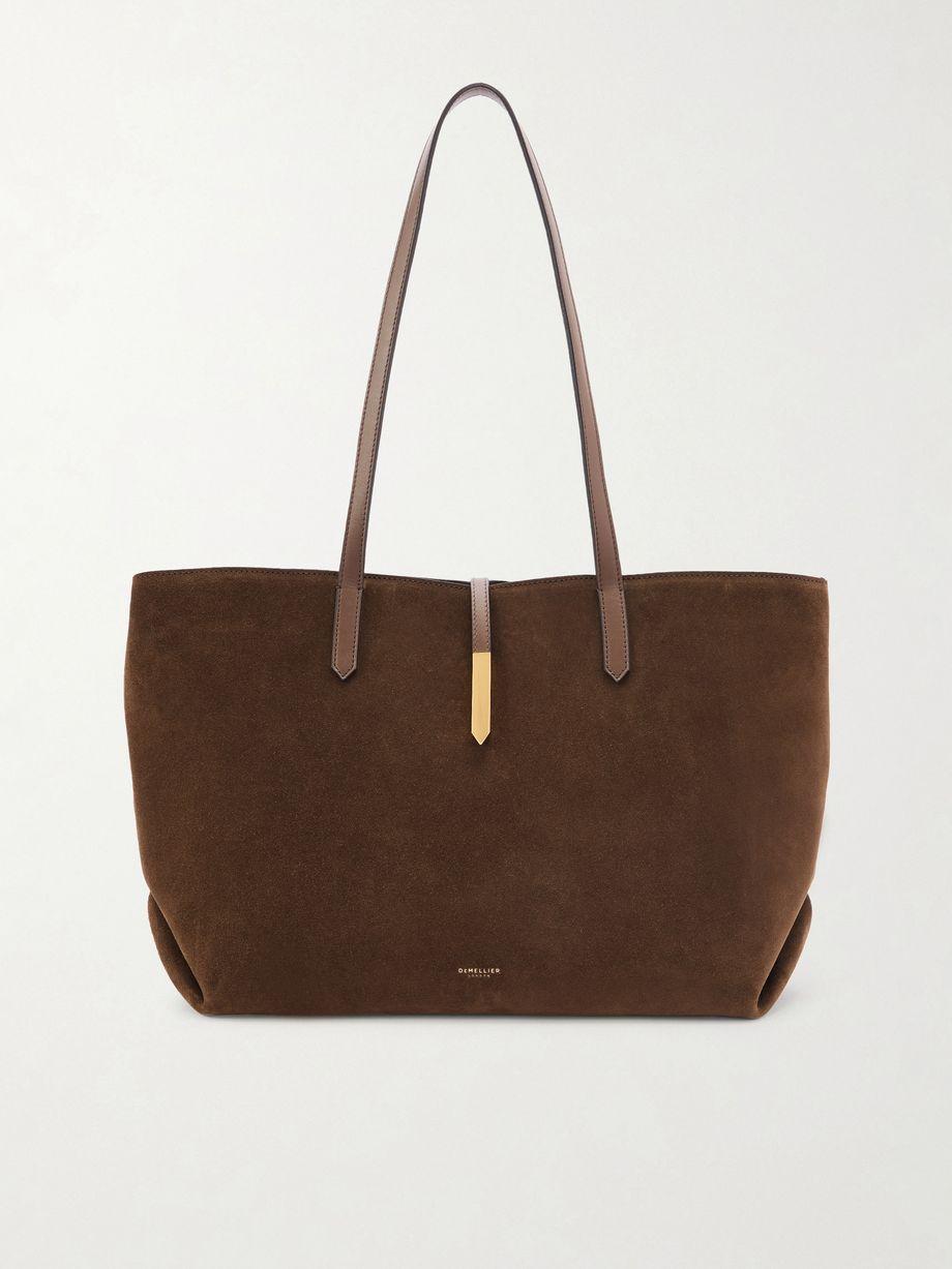 The Tokyo leather-trimmed suede tote by DEMELLIER