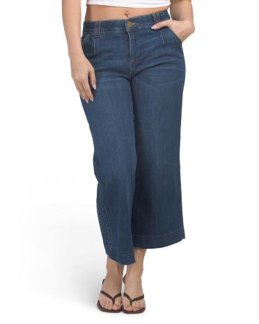 Ab Tech High Rise Wide Leg Jeans With Front Darts for Women | Polyester/Spandex/Cotton by DEMOCRACY