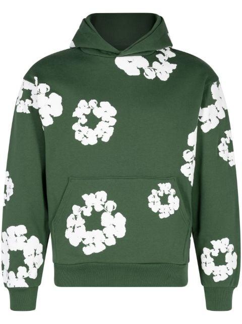 Cotton Wreath-print hoodie by DENIM TEARS