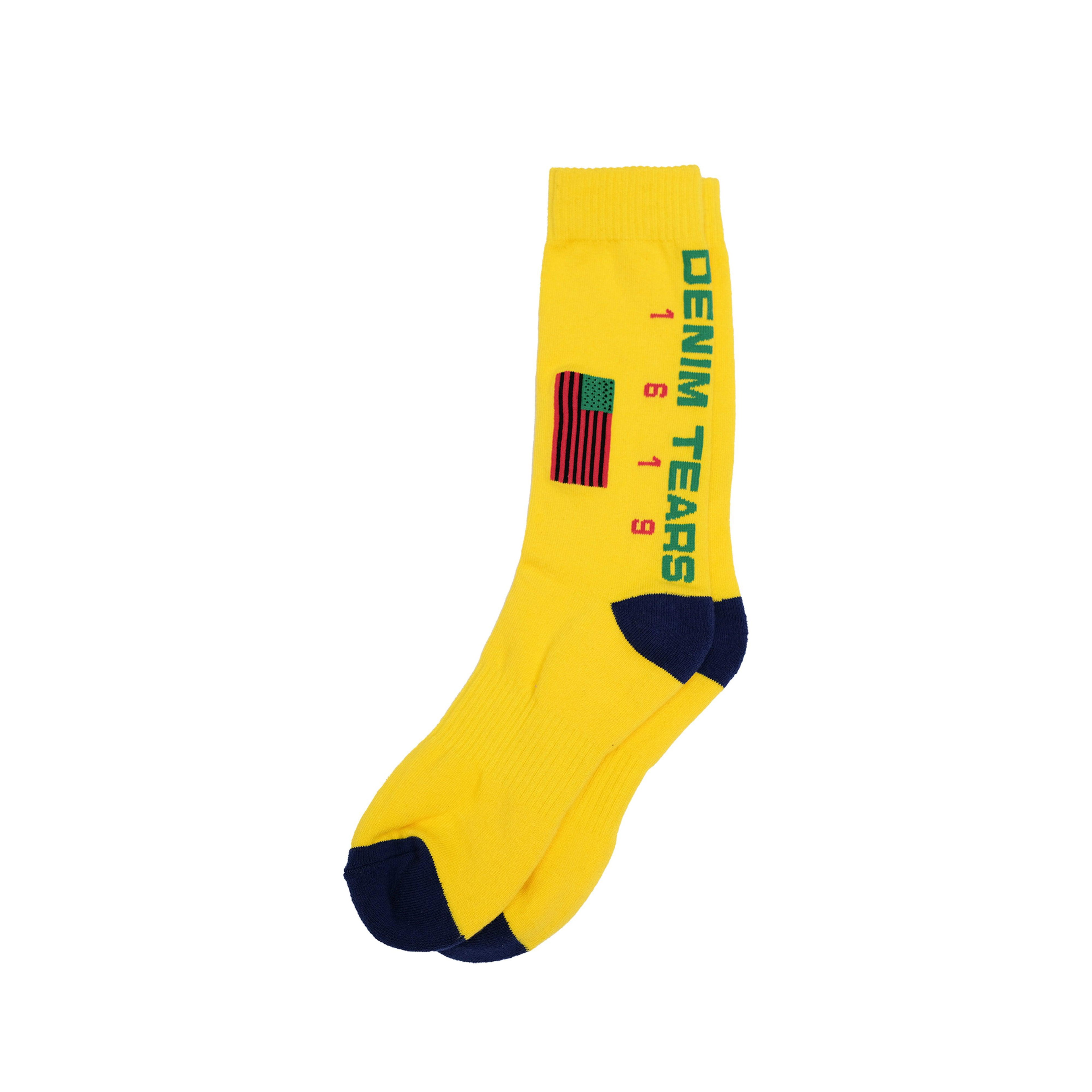 Denim Tears - 1619 Pan African Flag Sock - (Yellow) by DENIM TEARS