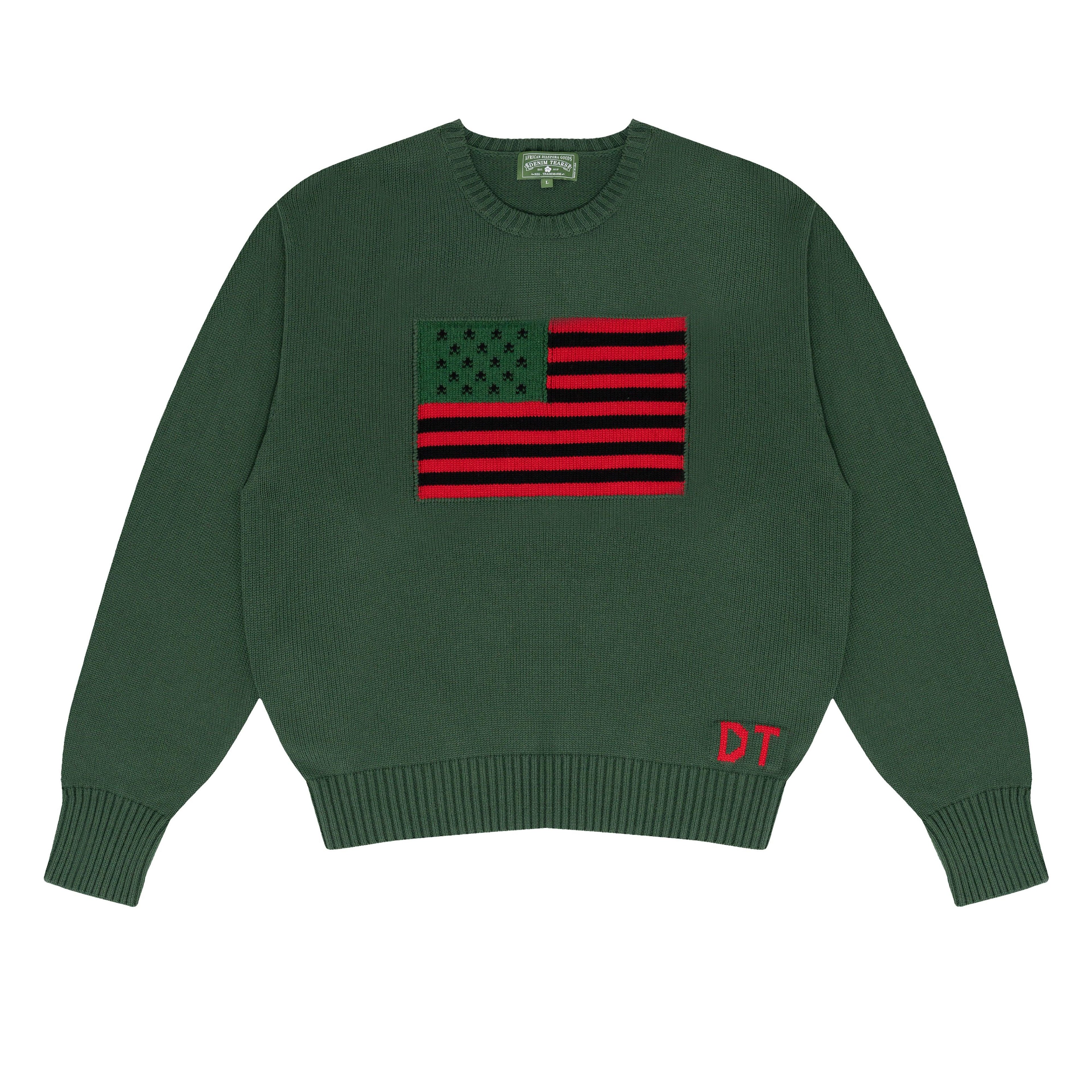 Denim Tears - 1619 Pan African Flag Sweater - (Green) by DENIM TEARS