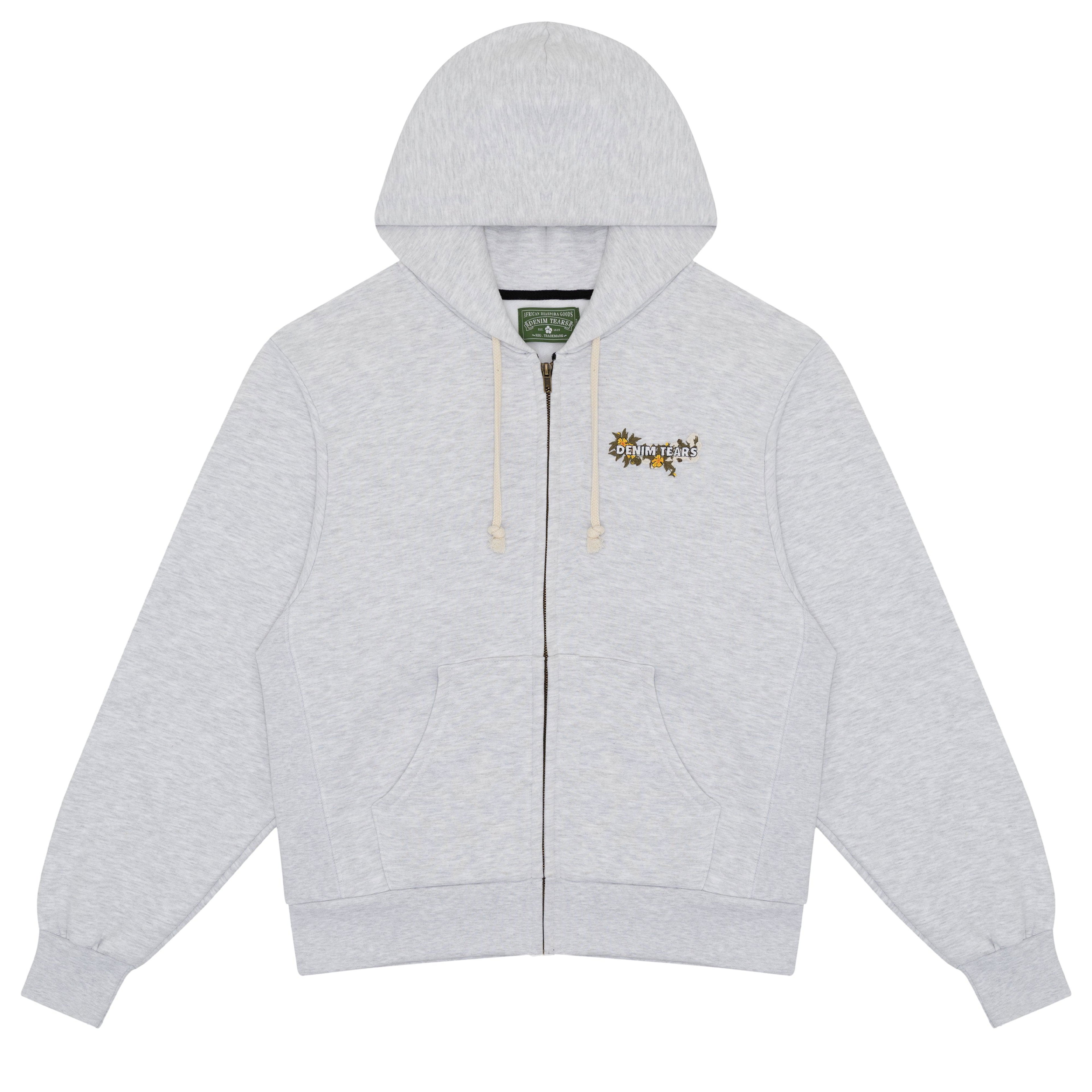 Denim Tears - Black Madonna Embroidered Zip Hoodie - (Grey) by DENIM TEARS