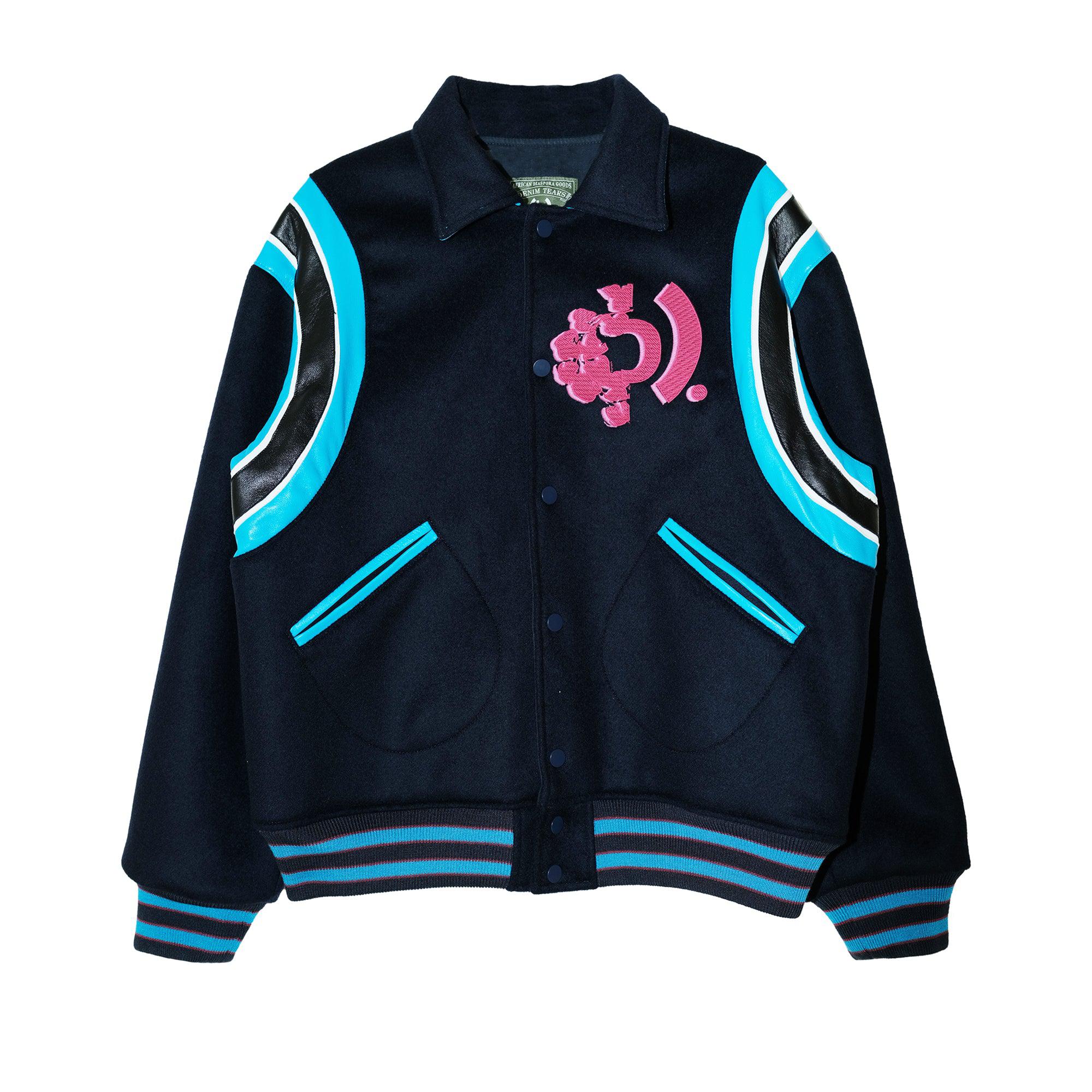Denim Tears - Bstroy BSTROY TEARS Varsity Jacket - (Navy) by DENIM ...