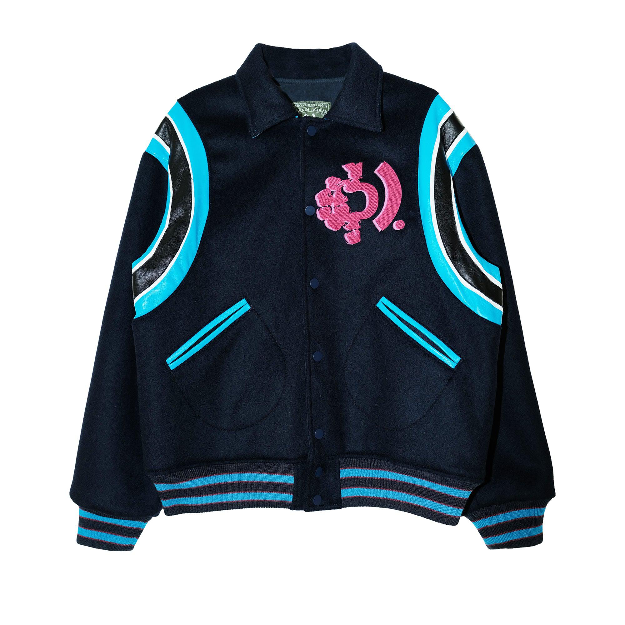 Denim Tears - Bstroy BSTROY TEARS Varsity Jacket - (Navy) by DENIM TEARS