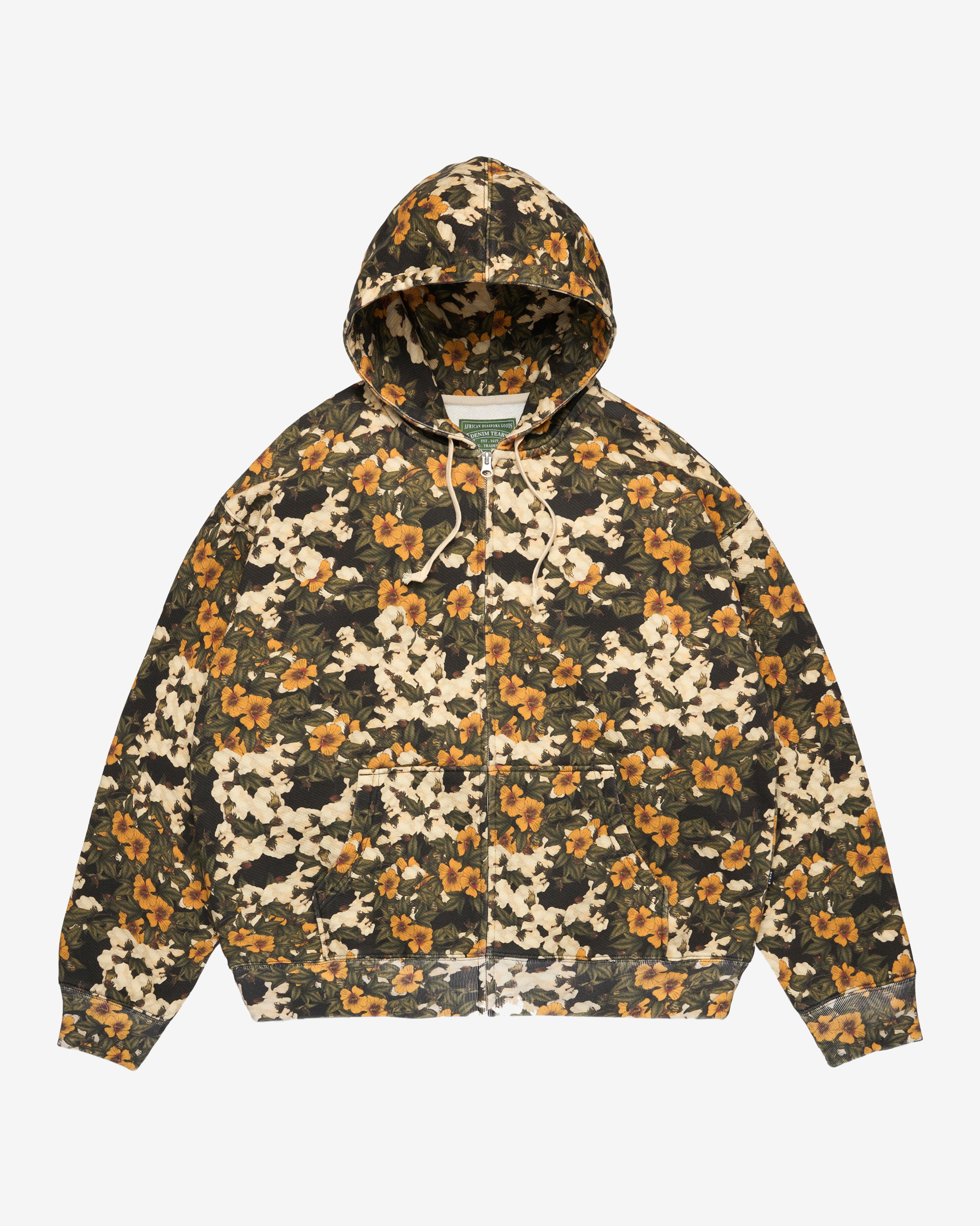Denim Tears - Floral Wreath Zip Hoodie - (Green / Yellow) by DENIM TEARS