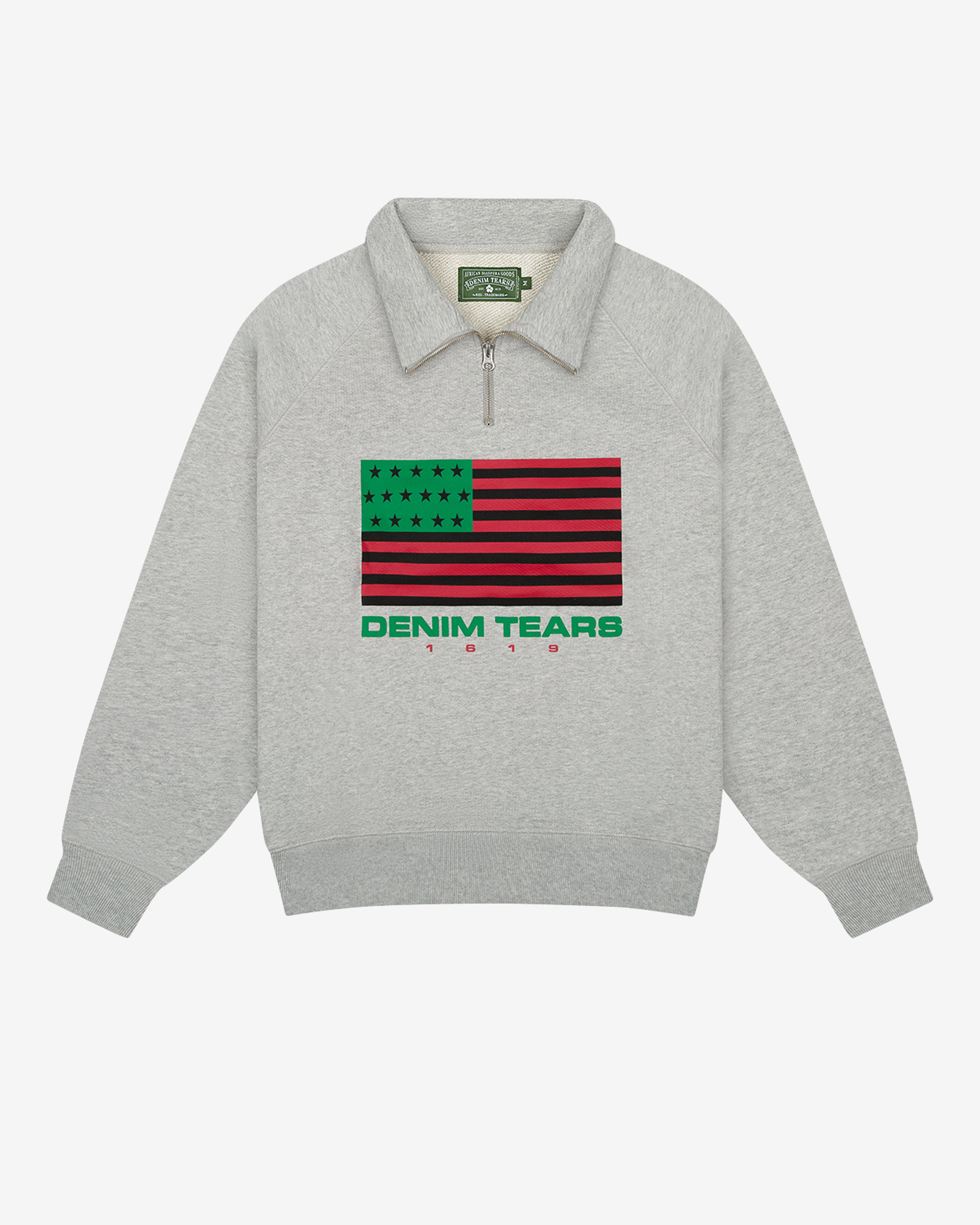 Denim Tears - Men's 1619 Quarter Zip - (Grey) by DENIM TEARS