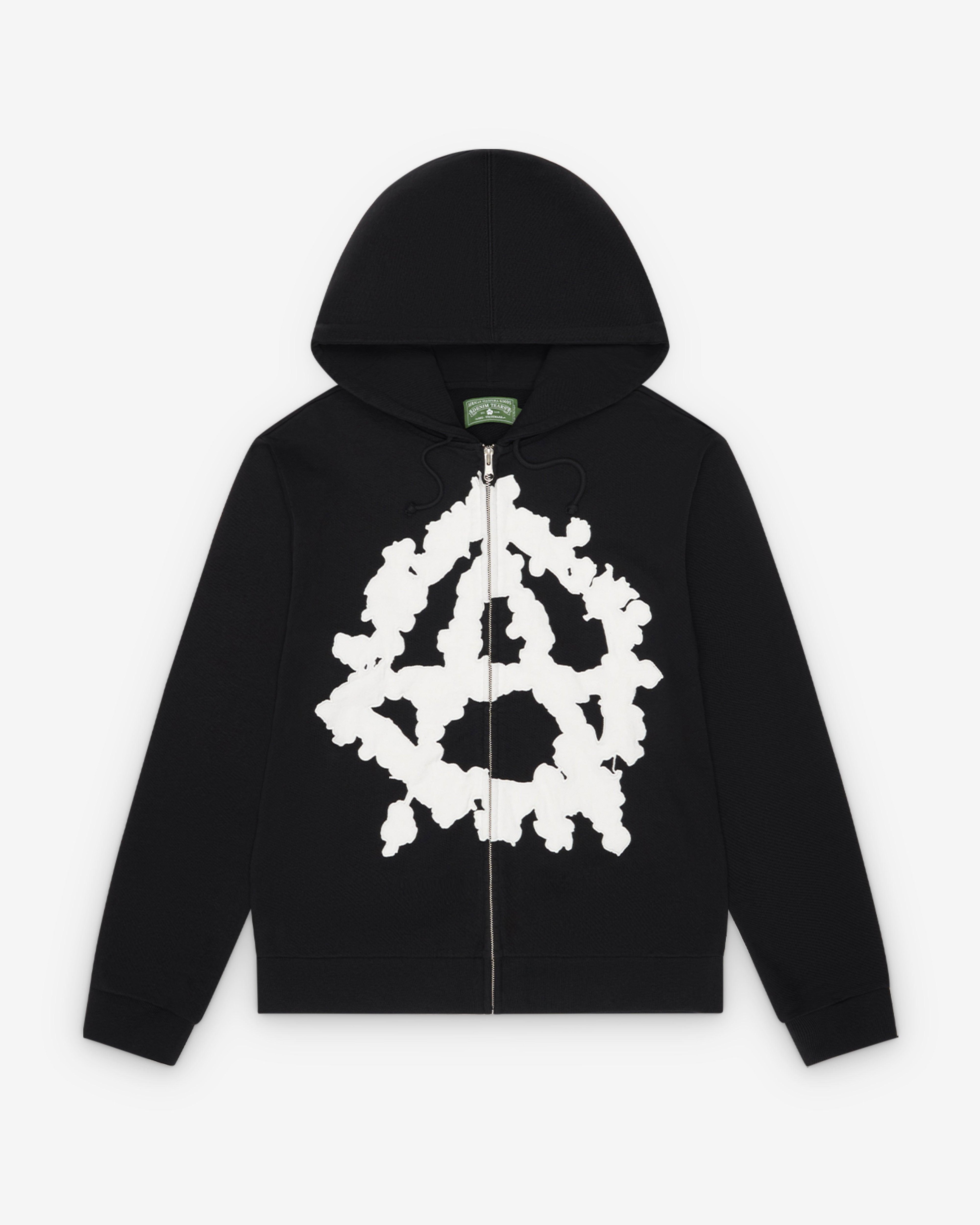 Denim Tears - Men's Anarchy Wreath Zip Hoodie - (Black) by DENIM TEARS