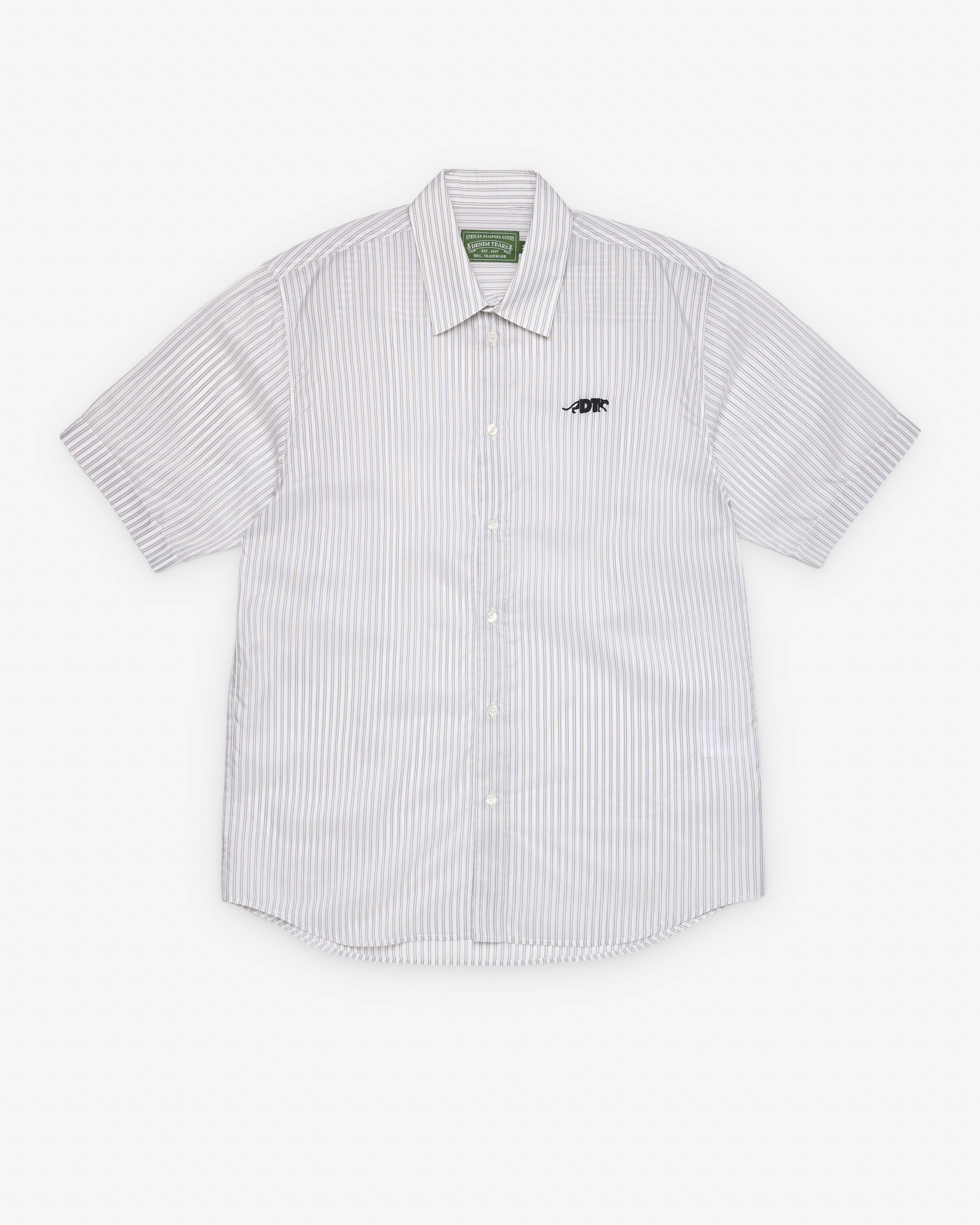 Denim Tears - Men's Apple Short Sleeve Button Up - (Green/Stripe) by DENIM TEARS