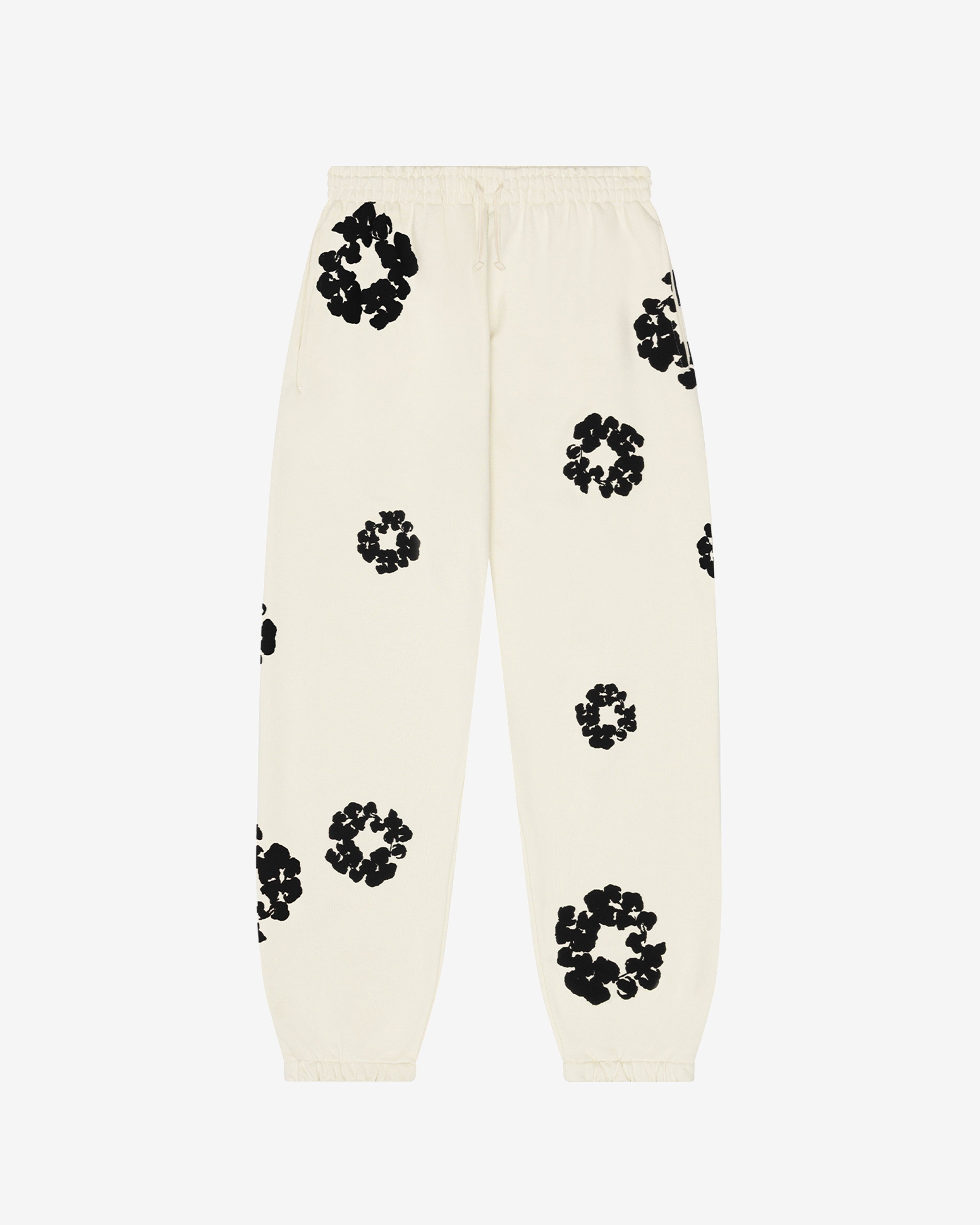 Denim Tears - Men's Black Cotton Wreath Sweatpants - (Oatmeal) by DENIM TEARS