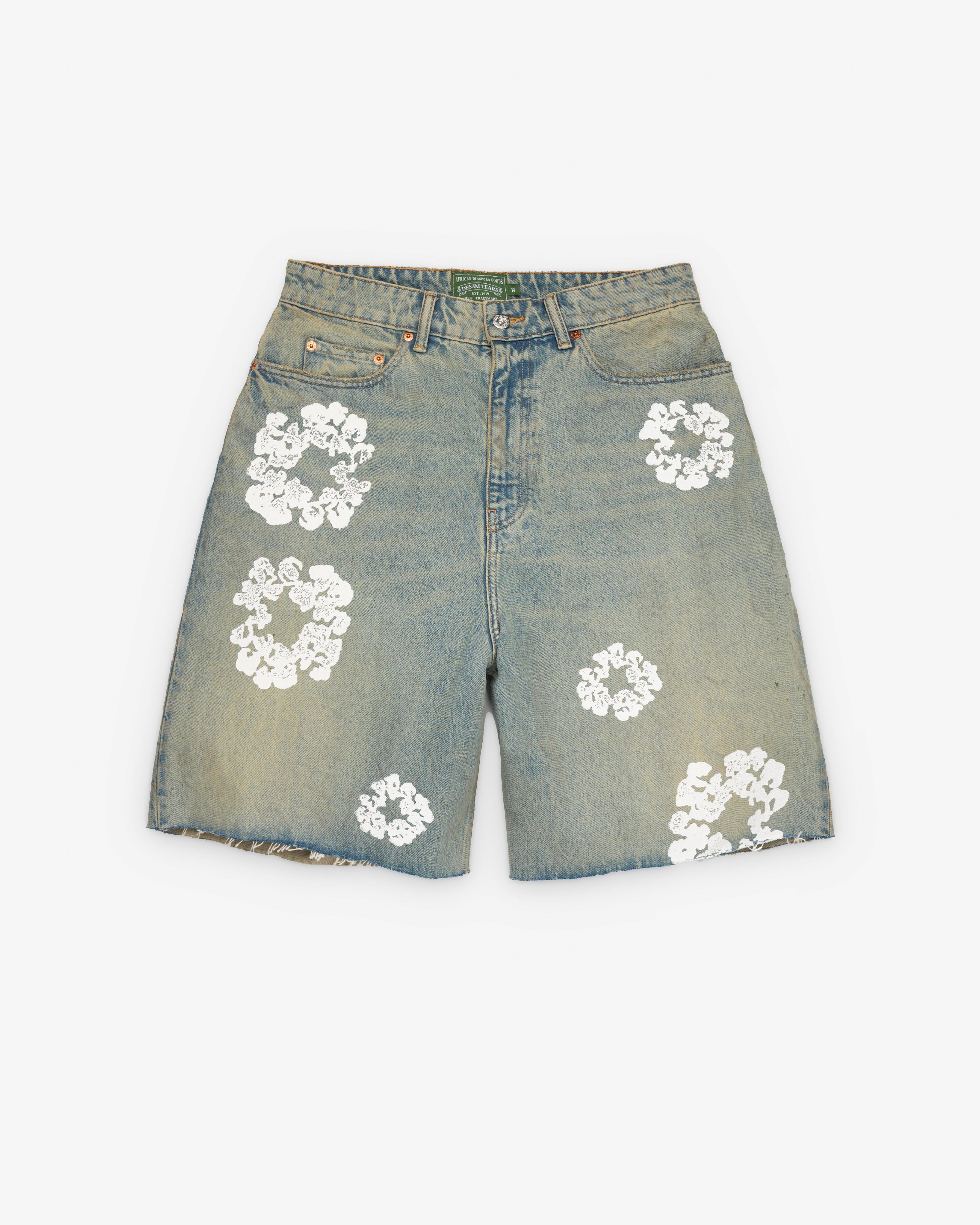 Denim Tears - Men's CW Denim Shorts - (Dirty Wash) by DENIM TEARS