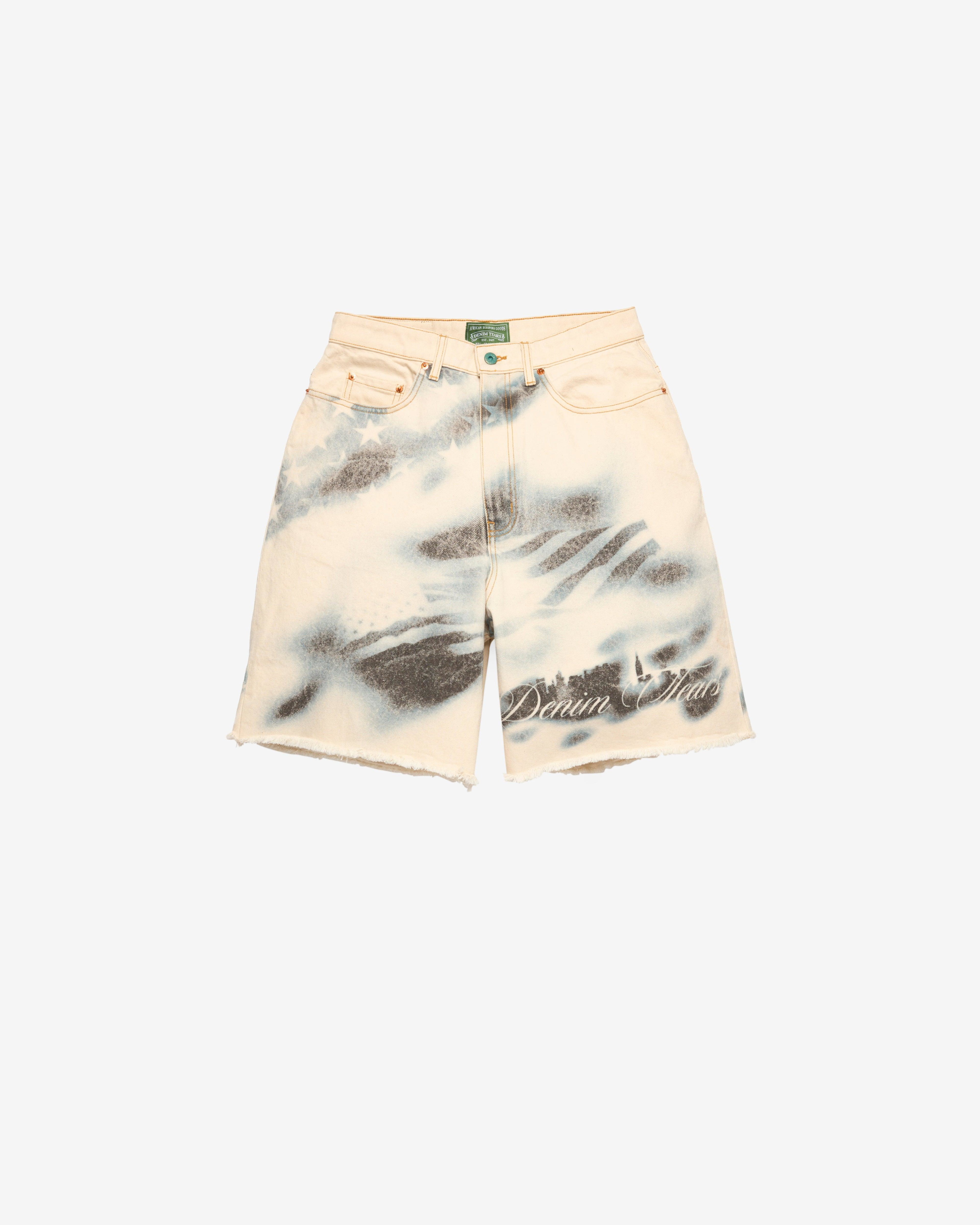 Denim Tears - Men's Cloud Camo Shorts - (Tan/Blue) by DENIM TEARS