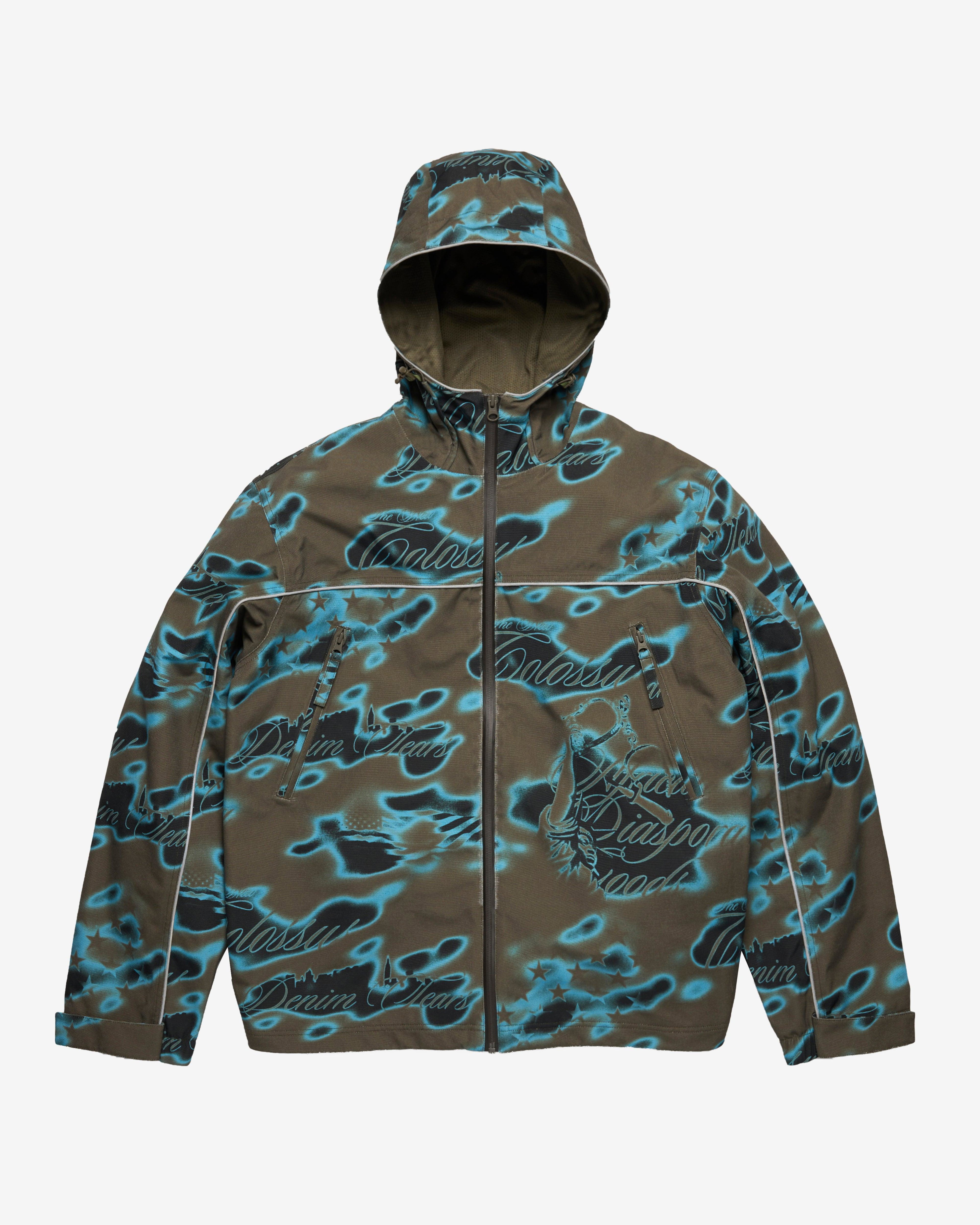 Denim Tears - Men's Cloud Camo Taped Seam Shell Jacket - (Green) by DENIM TEARS