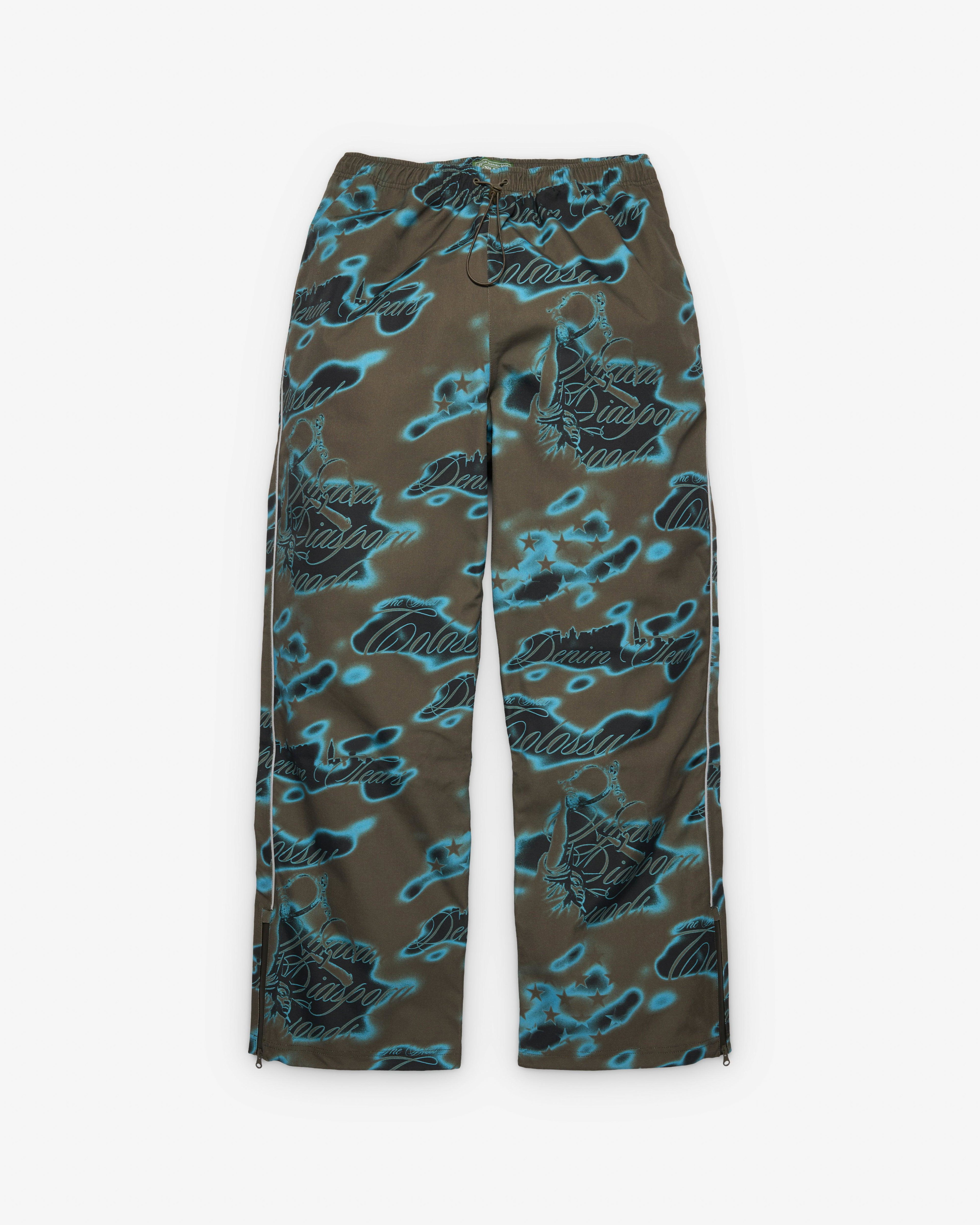 Denim Tears - Men's Cloud Camo Taped Seam Shell Pant - (Green) by DENIM TEARS
