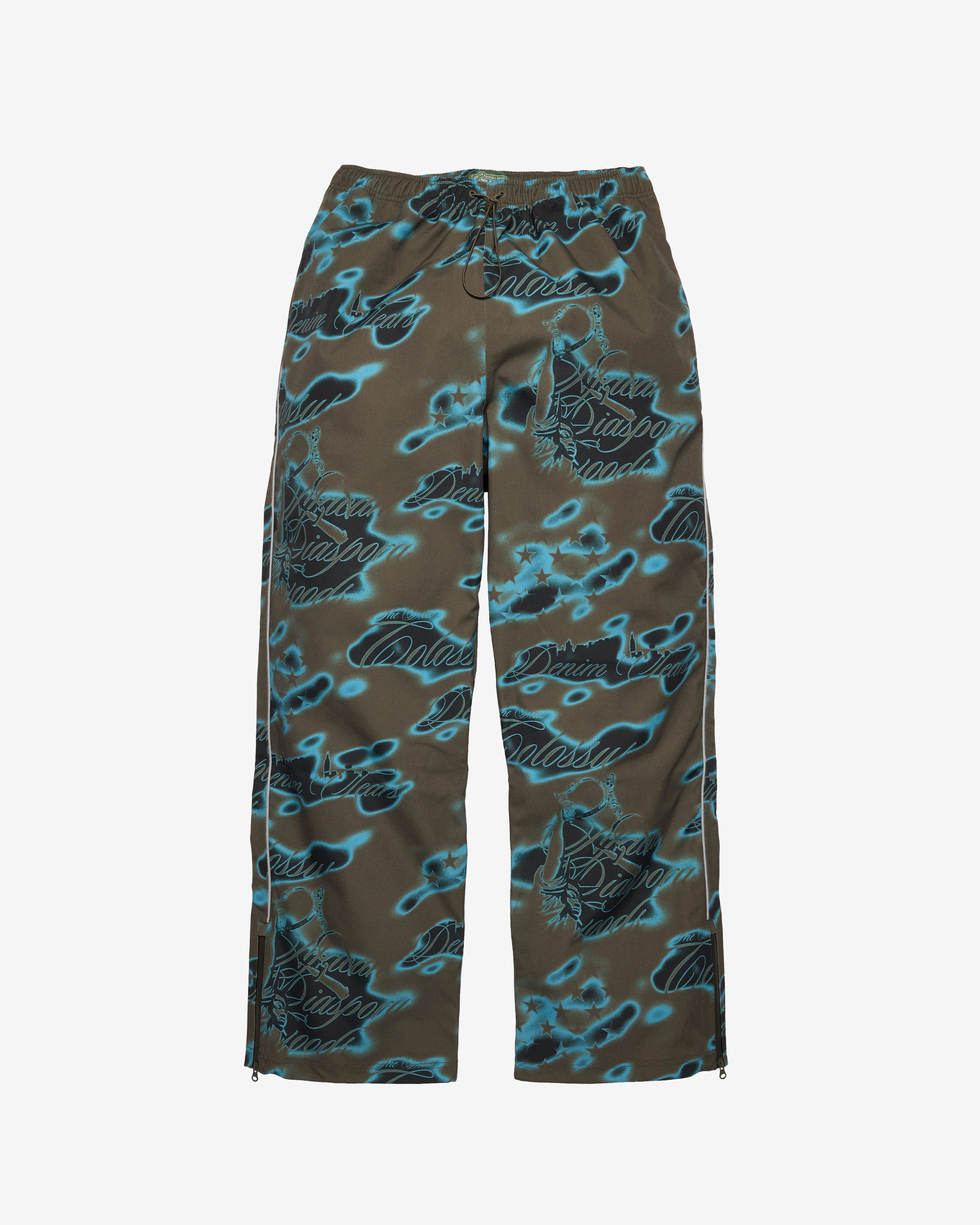Denim Tears - Men's Cloud Camo Taped Seam Shell Pants - (Green) by DENIM TEARS