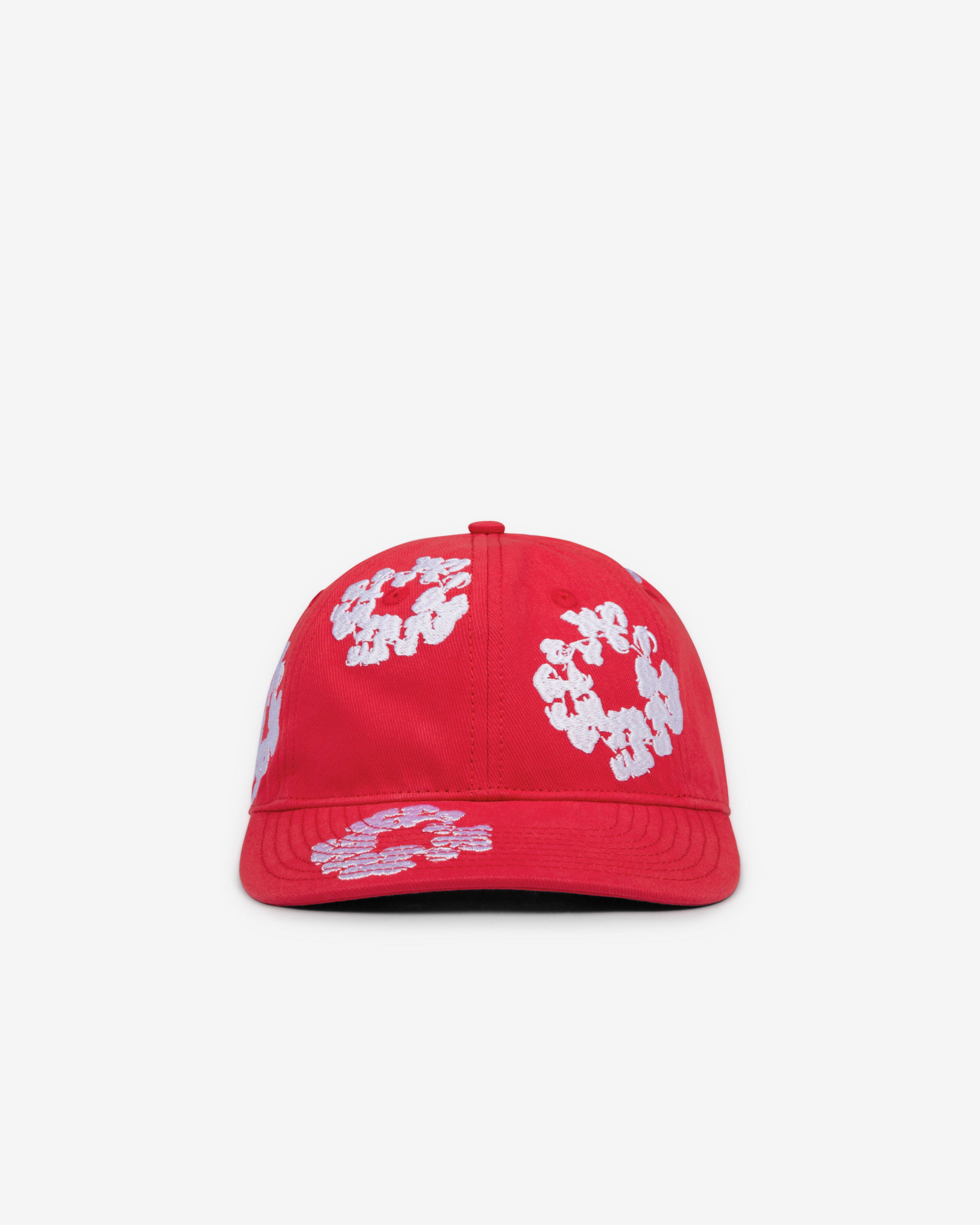 Denim Tears - Men's Cotton Wreath Cap - (Red) by DENIM TEARS Denim Tears - Men's Cotton Wreath Cap - (Red) by DENIM TEARS