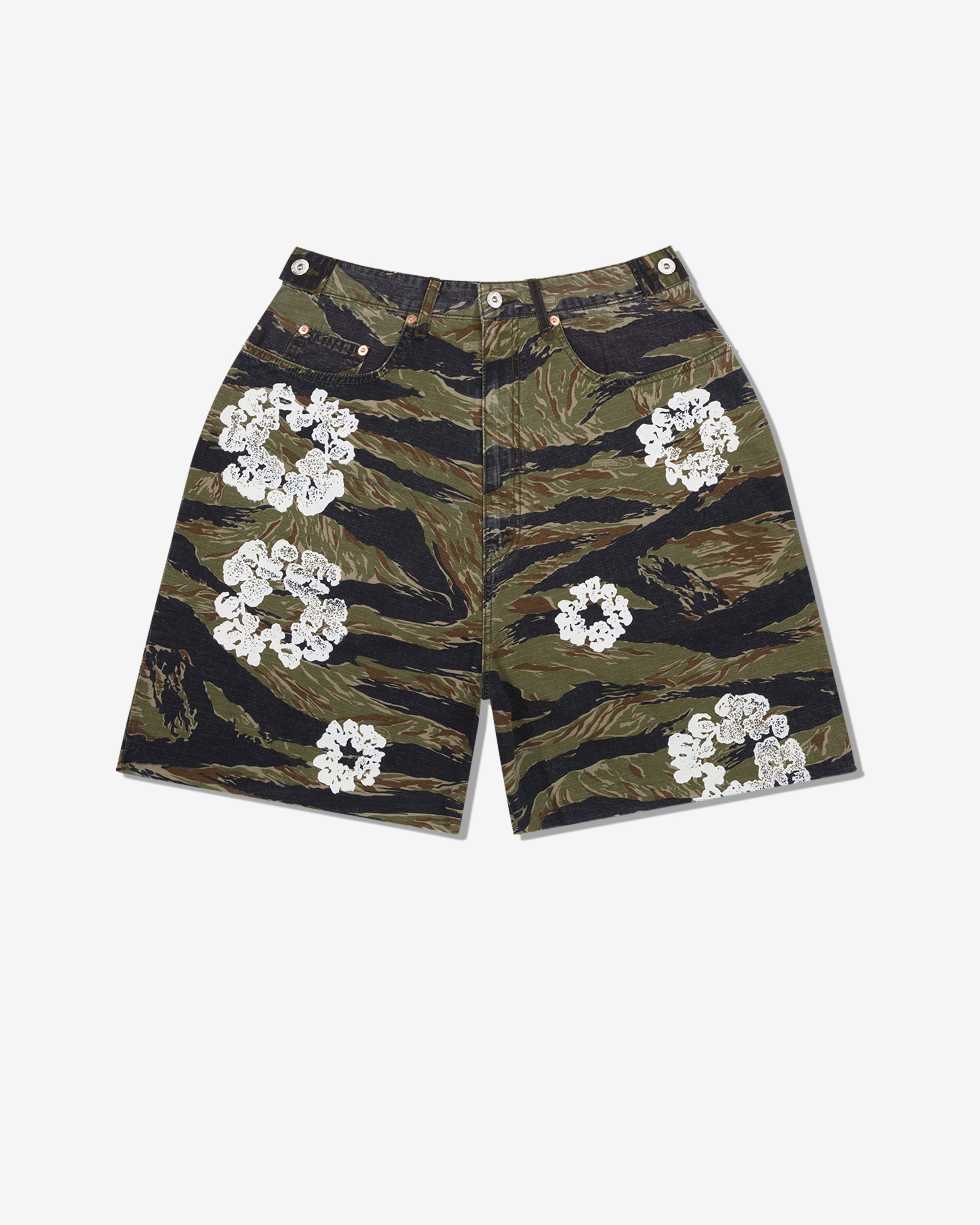 Denim Tears - Men's Cotton Wreath Denim Shorts - (Tiger Camo) by DENIM TEARS