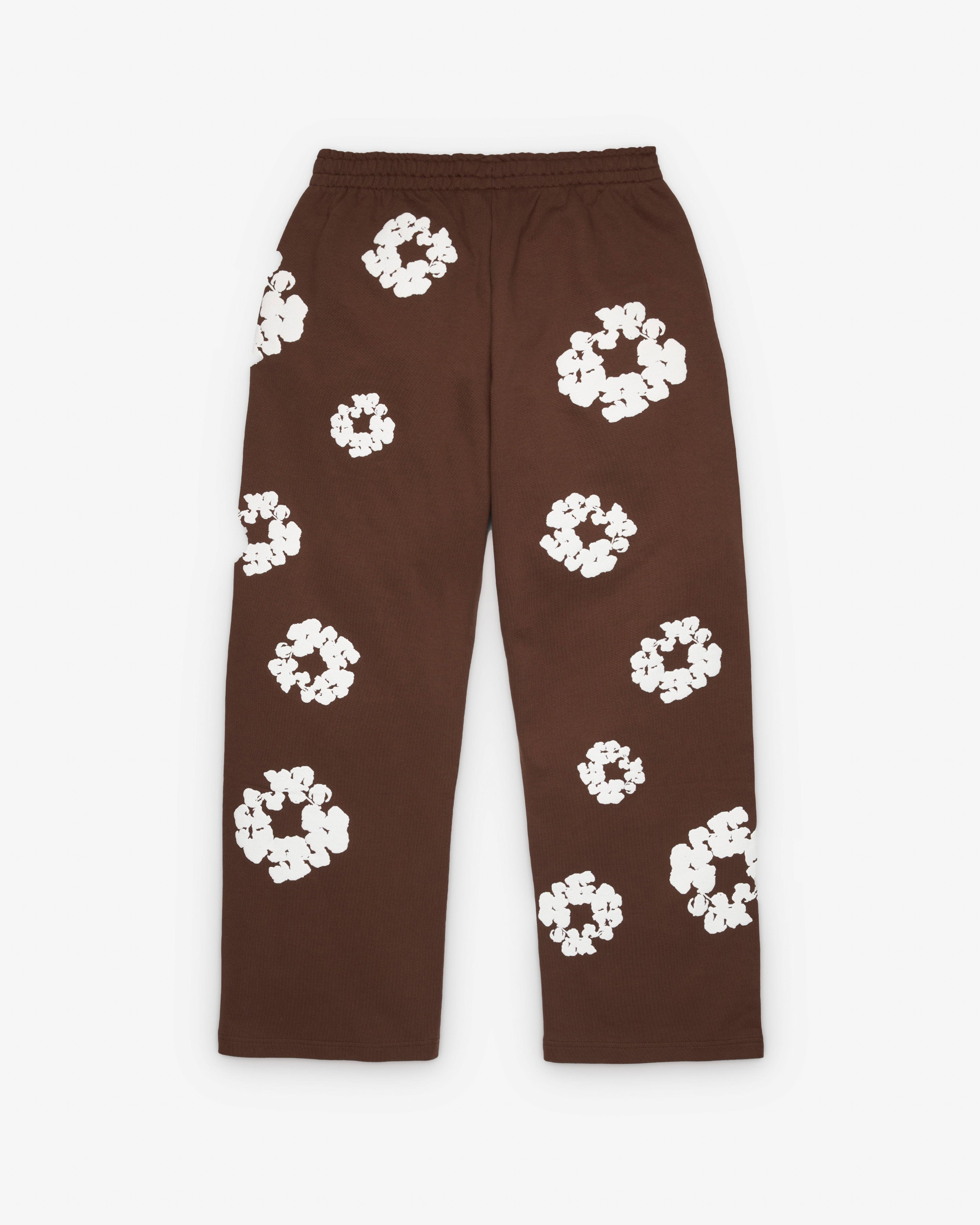 Denim Tears - Men's Cotton Wreath Open Hem Sweatpants - (Brown) by DENIM TEARS