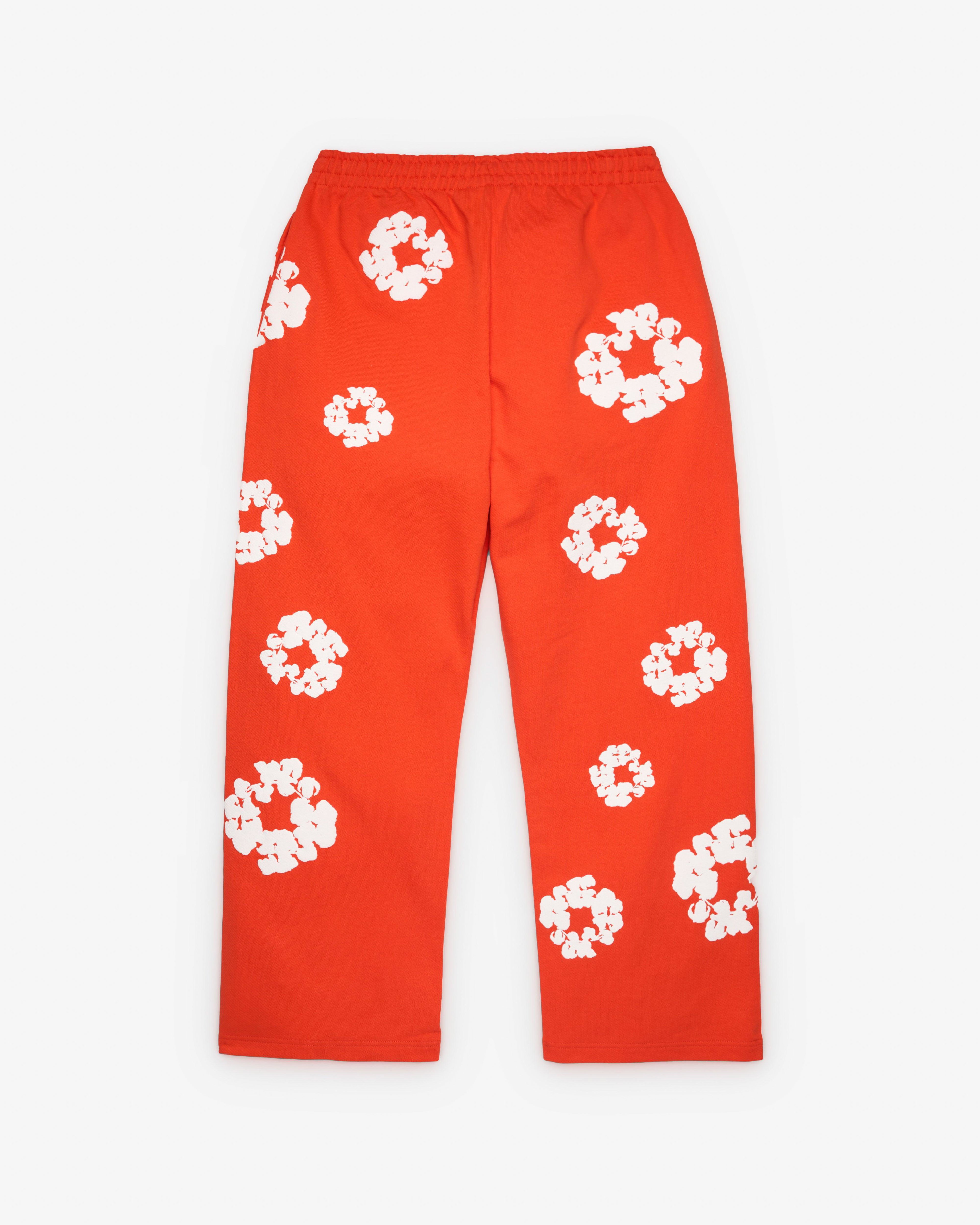 Denim Tears - Men's Cotton Wreath Open Hem Sweatpants - (Orange) by DENIM TEARS