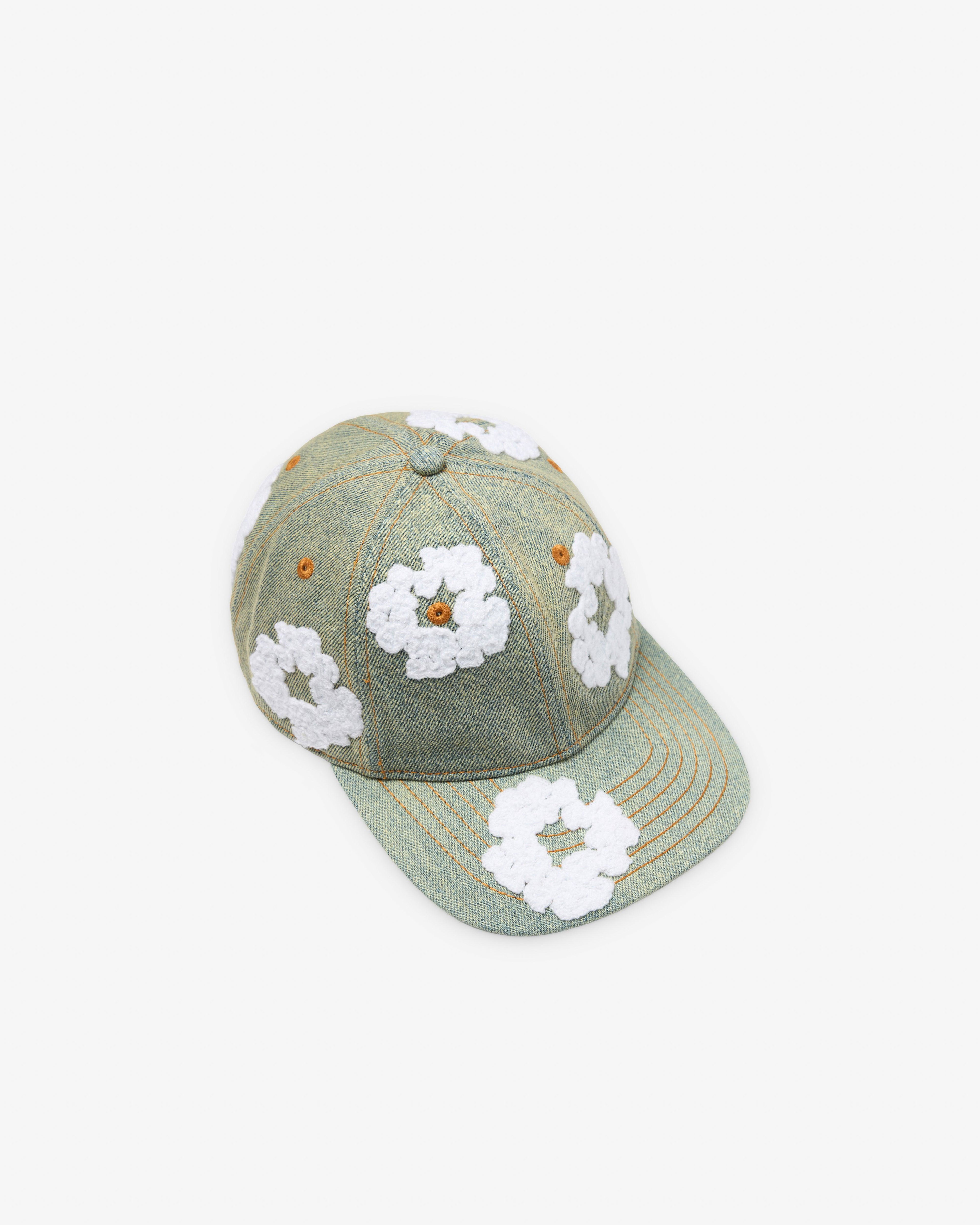 Denim Tears - Men's Cotton Wreath Raw Denim Cap - (Dirty Wash) by DENIM TEARS