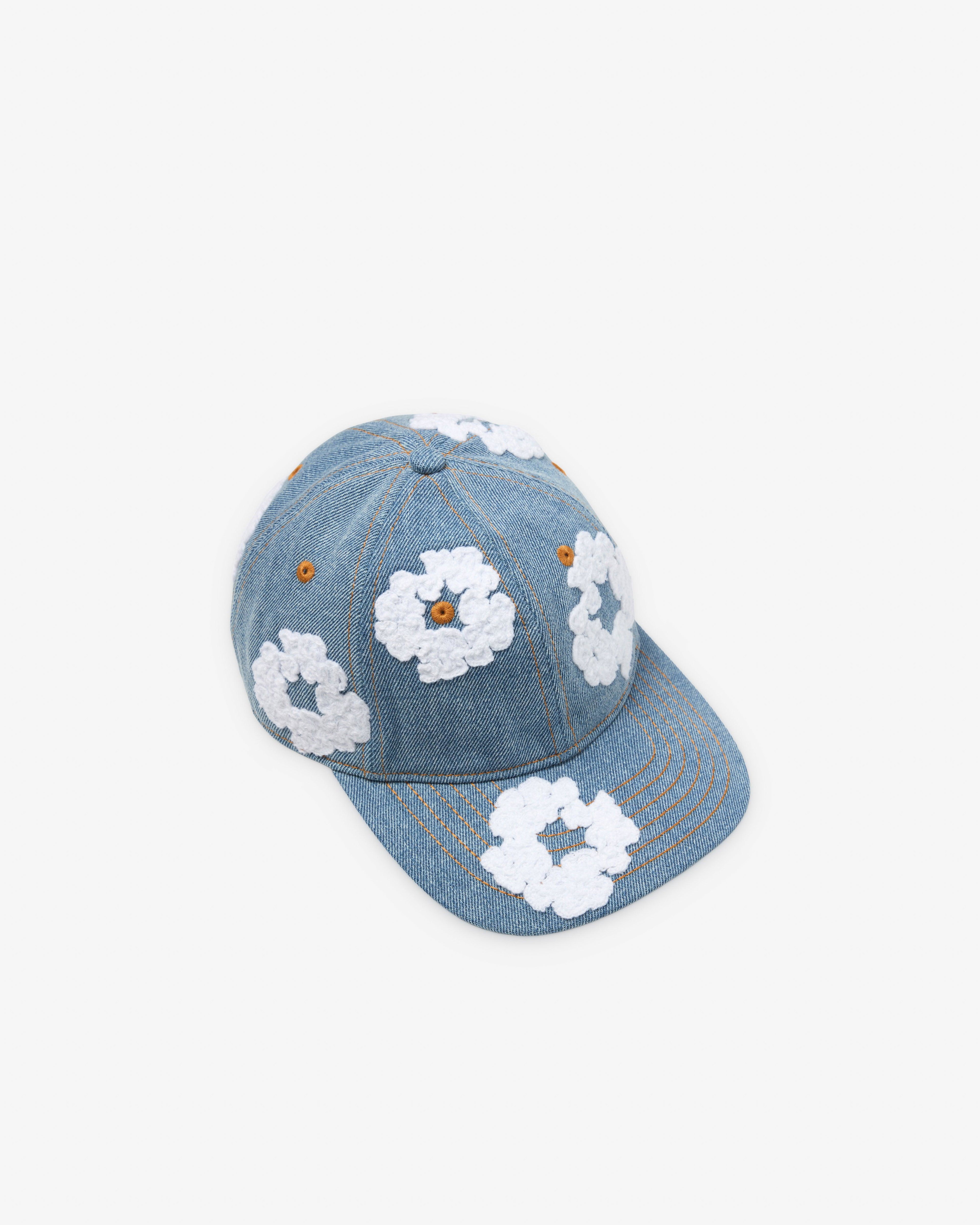 Denim Tears - Men's Cotton Wreath Raw Denim Cap - (Light Wash) by DENIM TEARS