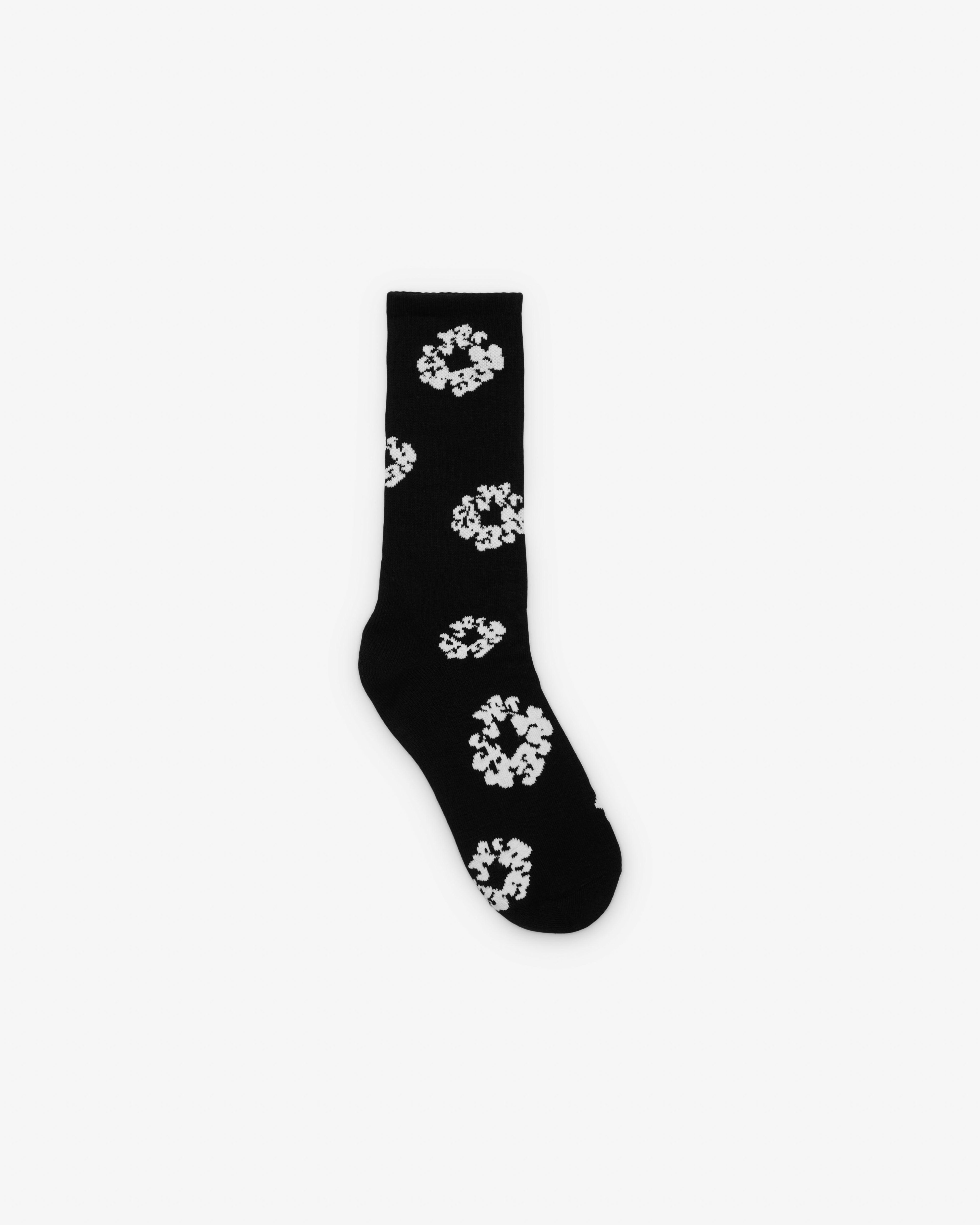 Denim Tears - Men's Cotton Wreath Socks - (Black) by DENIM TEARS
