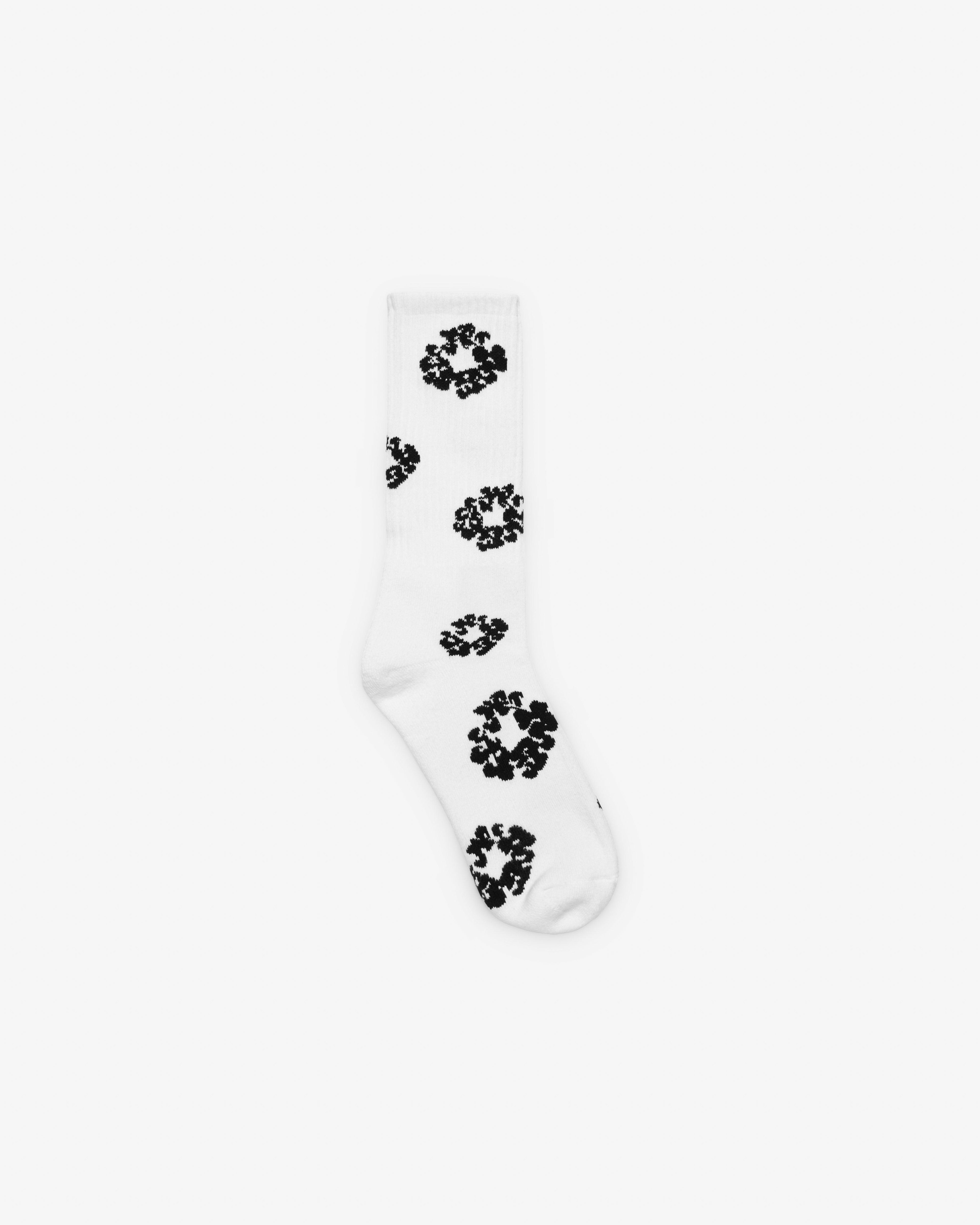 Denim Tears - Men's Cotton Wreath Socks - (White) by DENIM TEARS