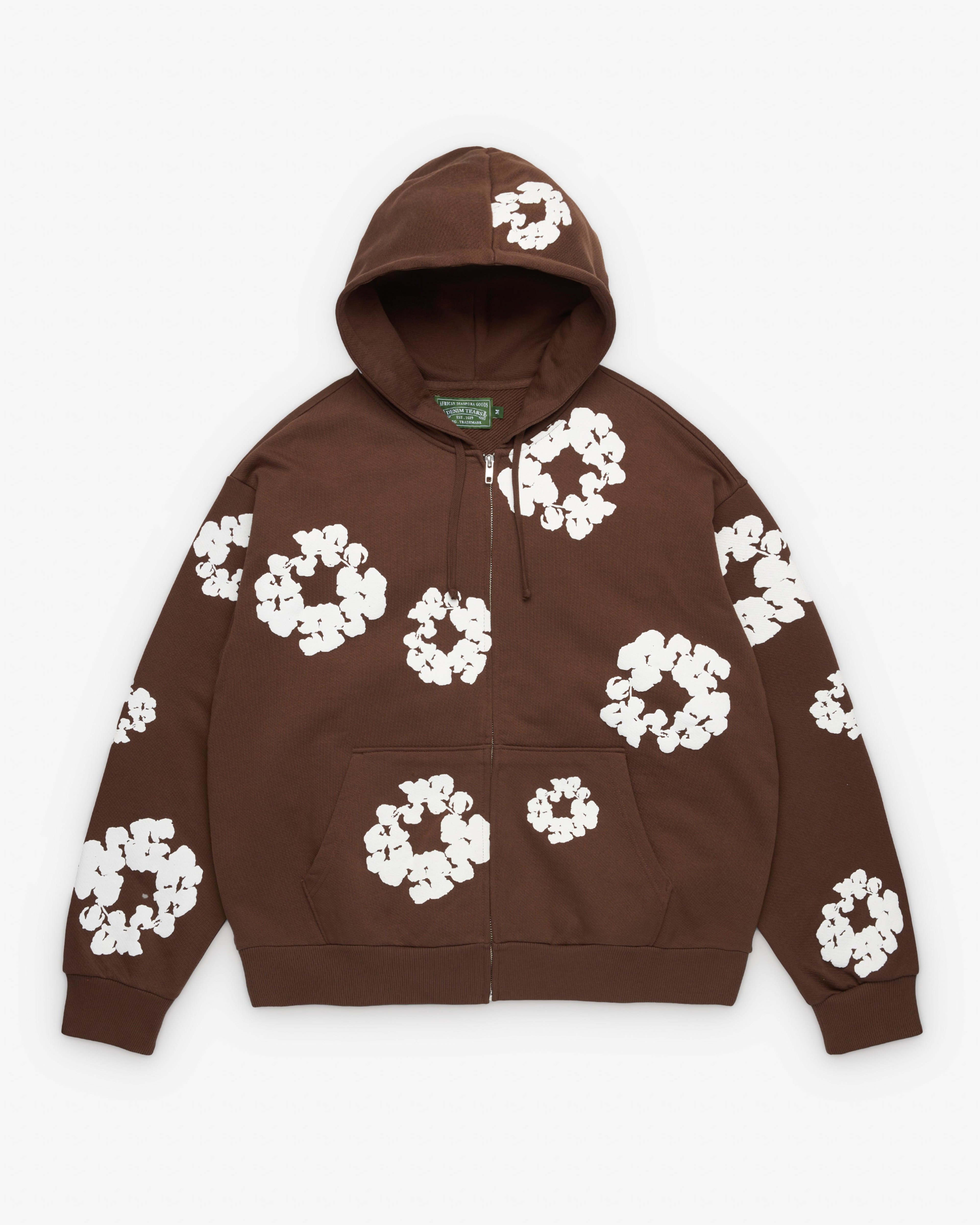 Denim Tears - Men's Cotton Wreath Zip Hoodie - (Brown) by DENIM TEARS