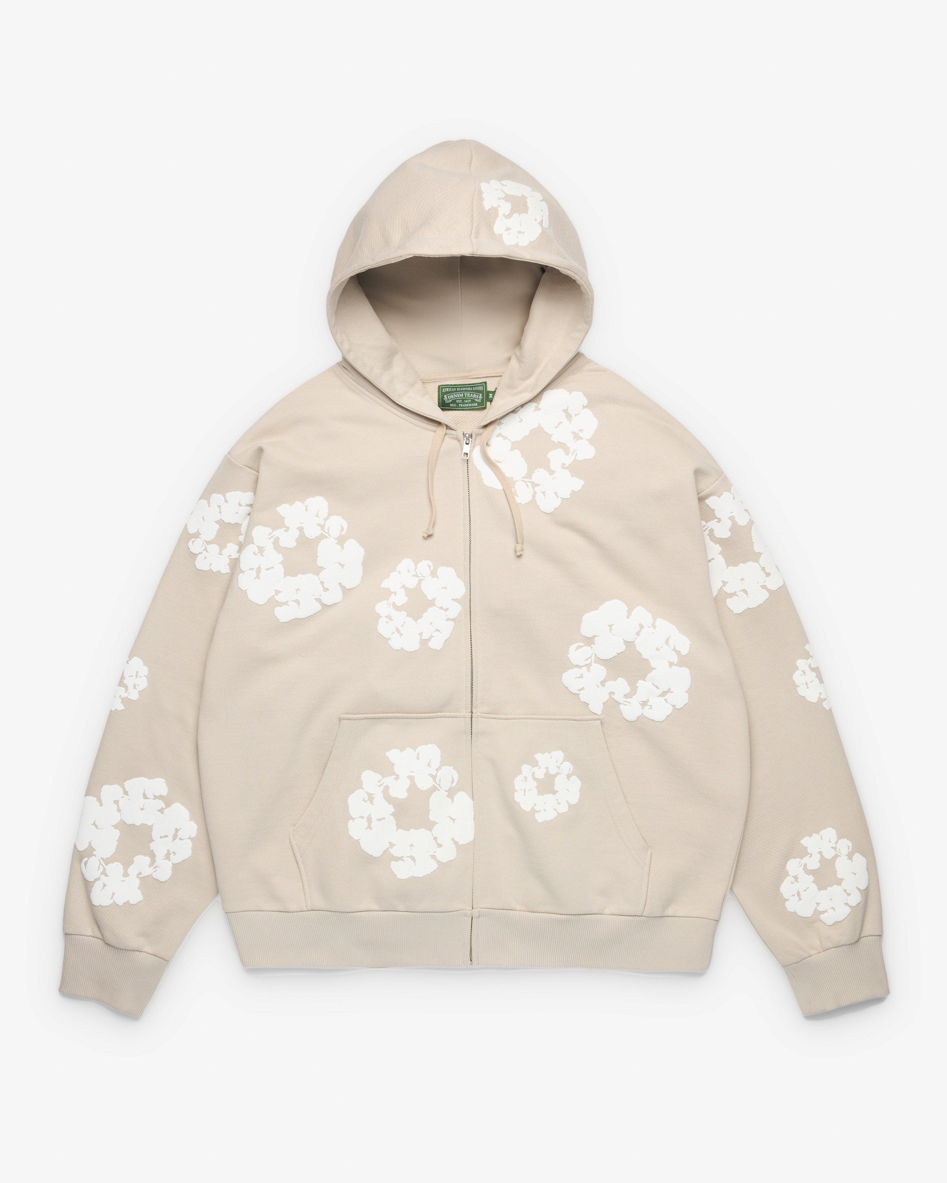 Denim Tears - Men's Cotton Wreath Zip Hoodie - (Grey) by DENIM TEARS