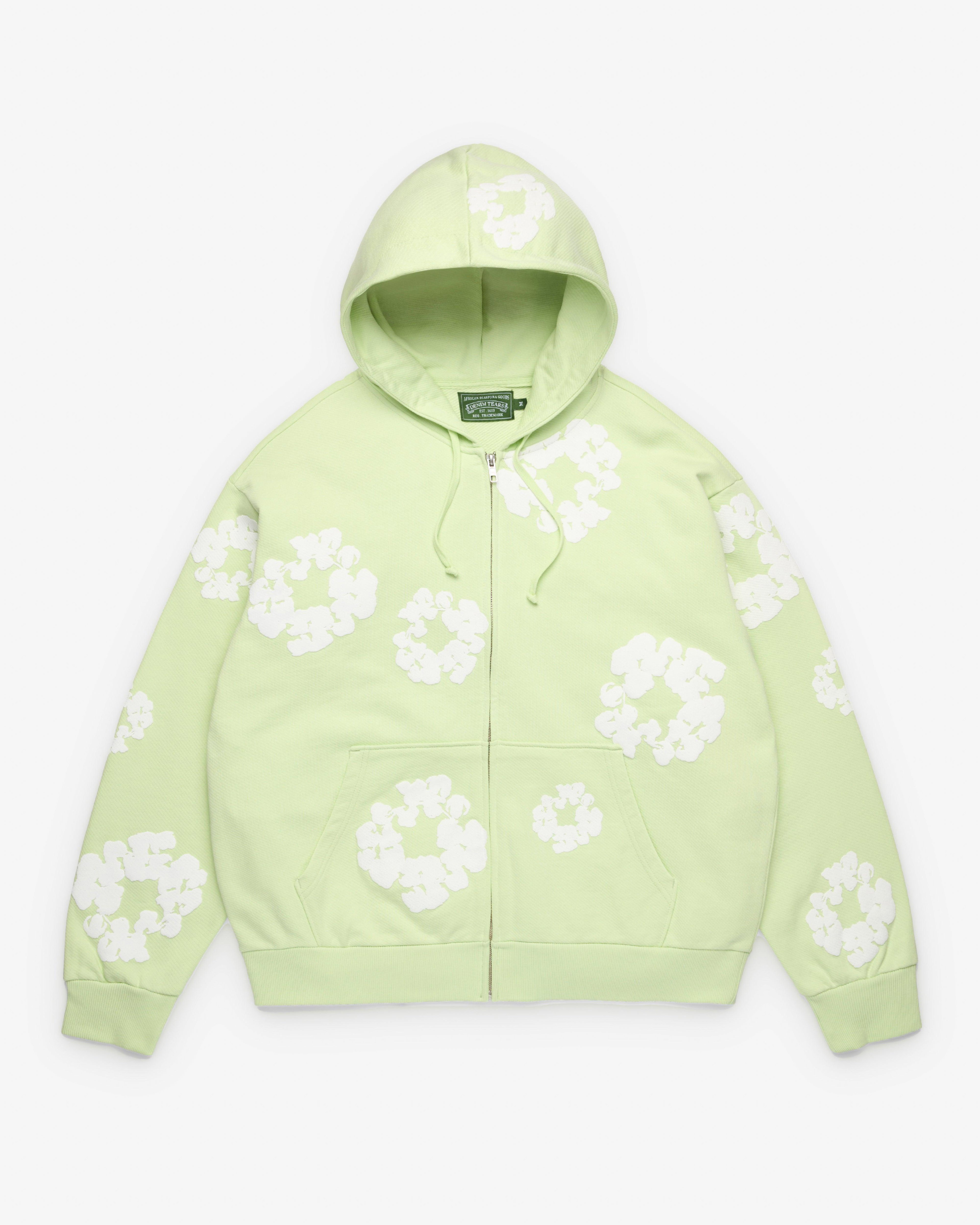 Denim Tears - Men's Cotton Wreath Zip Hoodie - (Lime) by DENIM TEARS