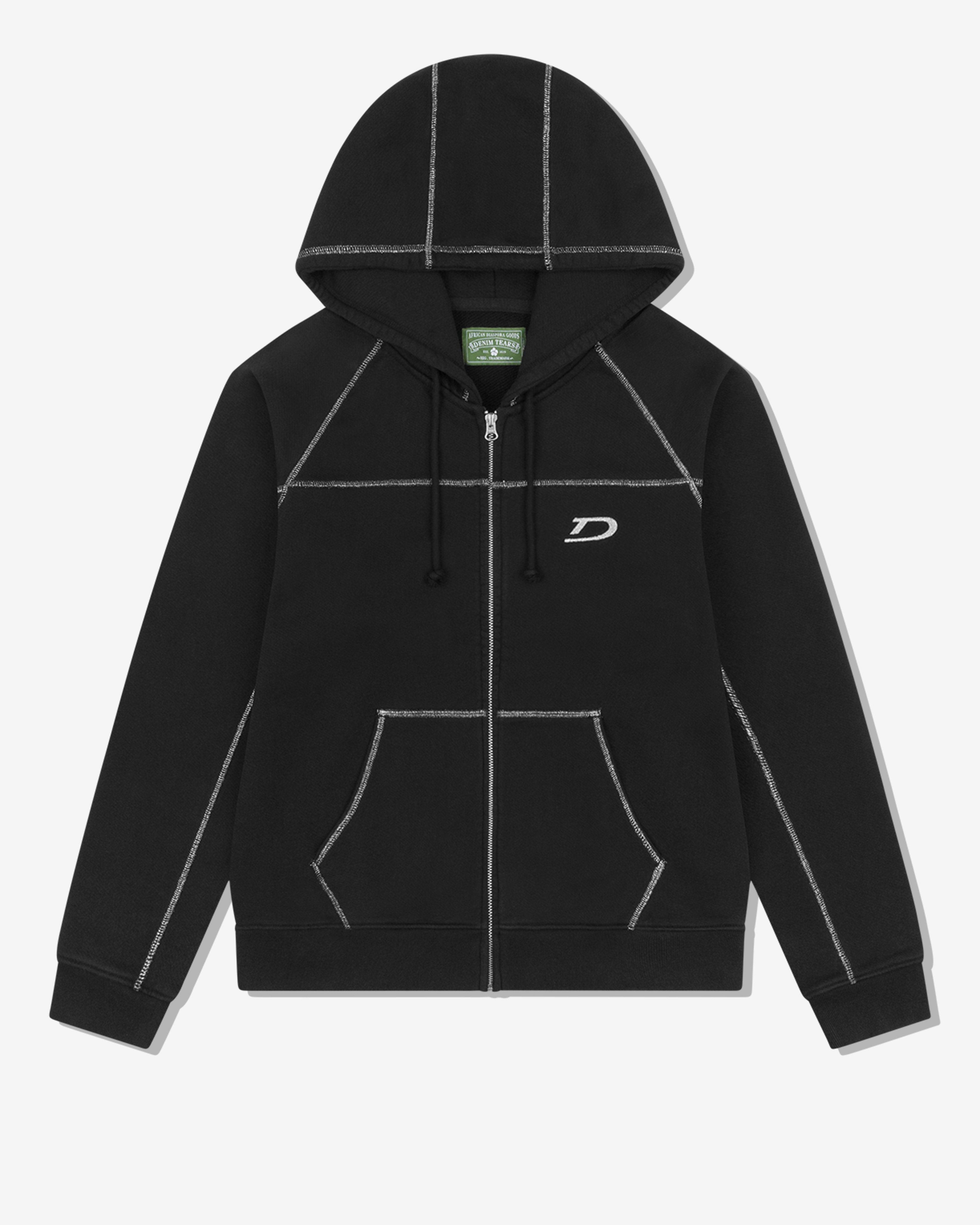 Denim Tears - Men's Court Lines Zip Hoodie - (Black) by DENIM TEARS