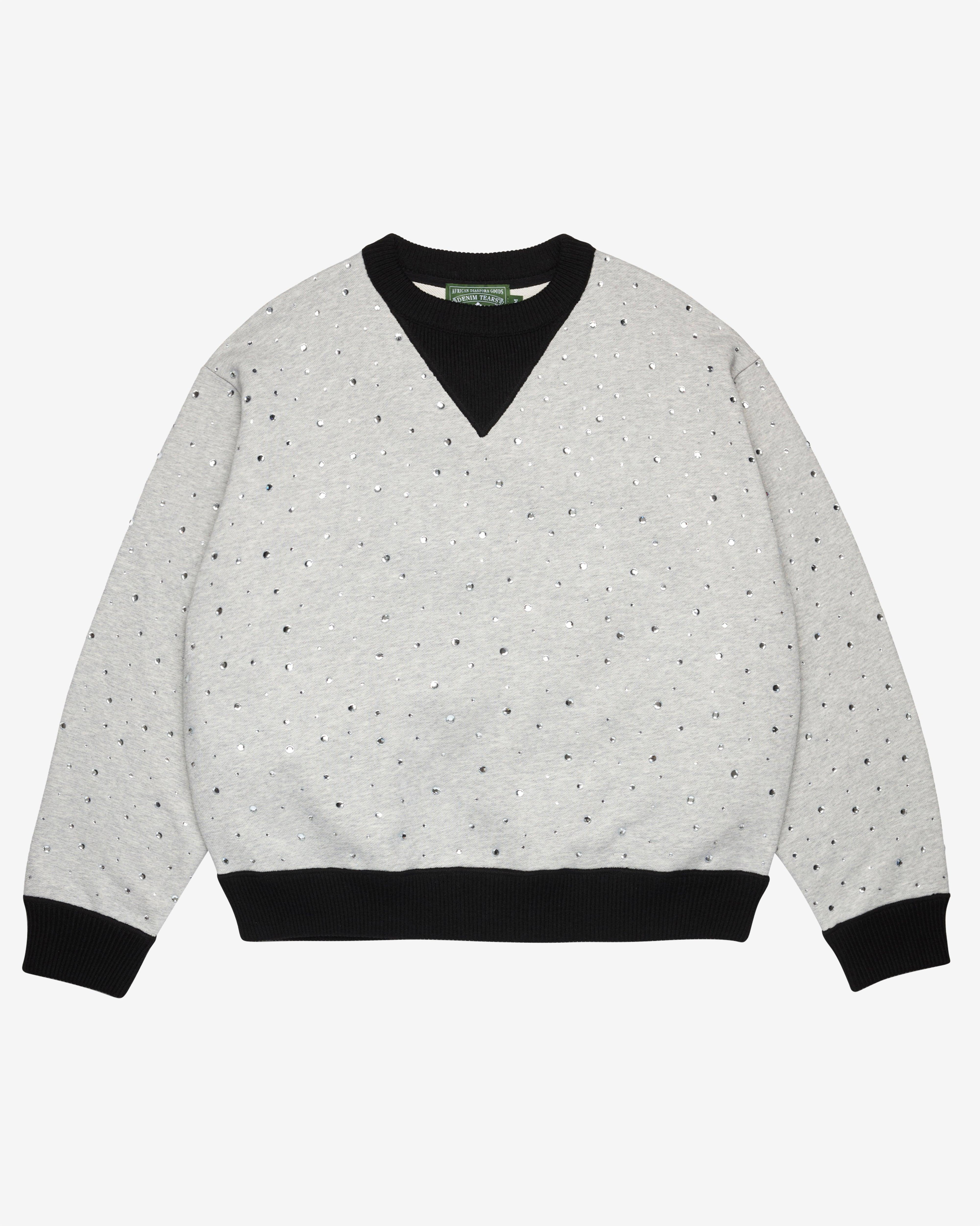 Denim Tears - Men's Crystal Crewneck Knit Sweater - (Black) by DENIM TEARS