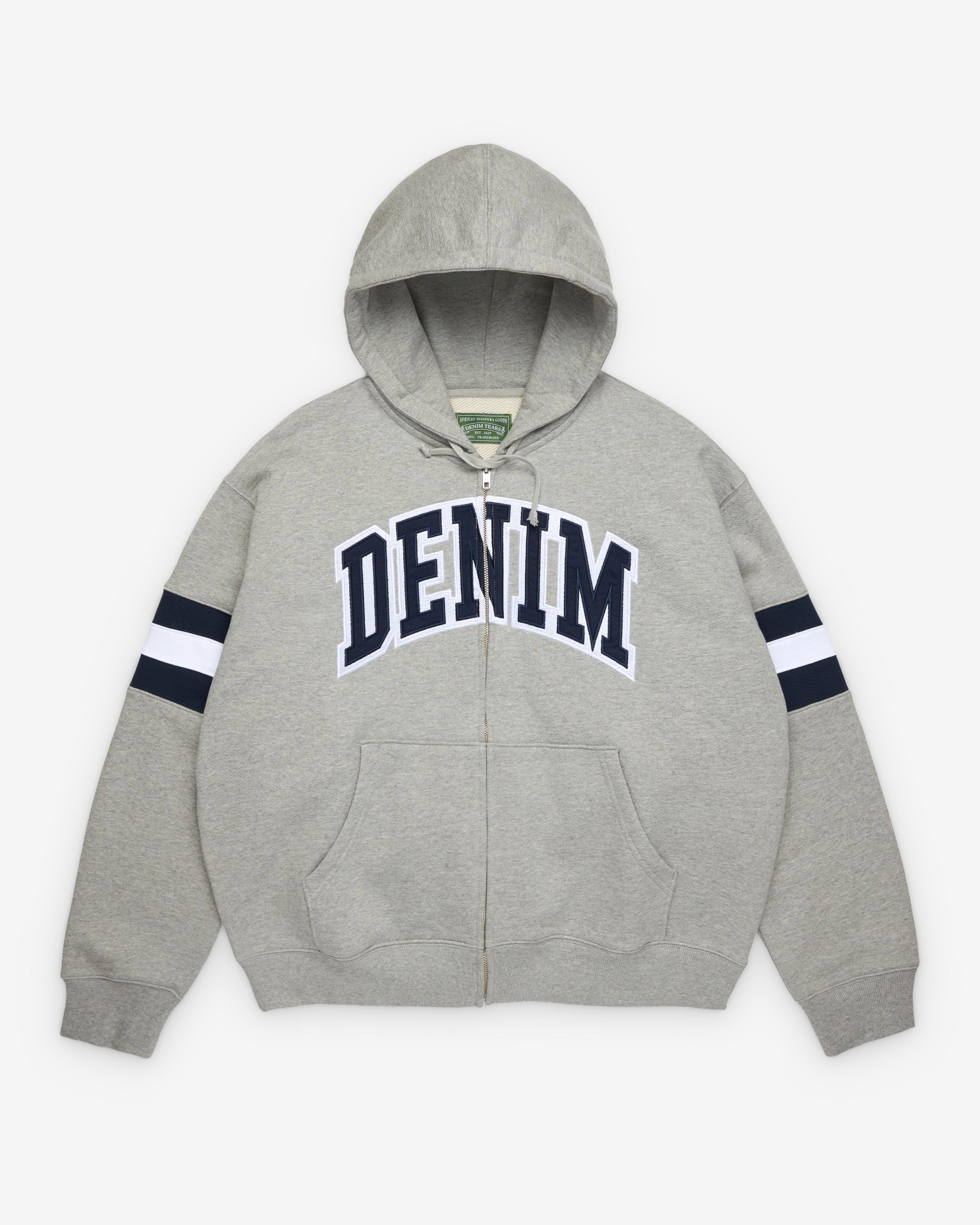 Denim Tears - Men's DT Stripe Zip Hoodie - (Grey) by DENIM TEARS