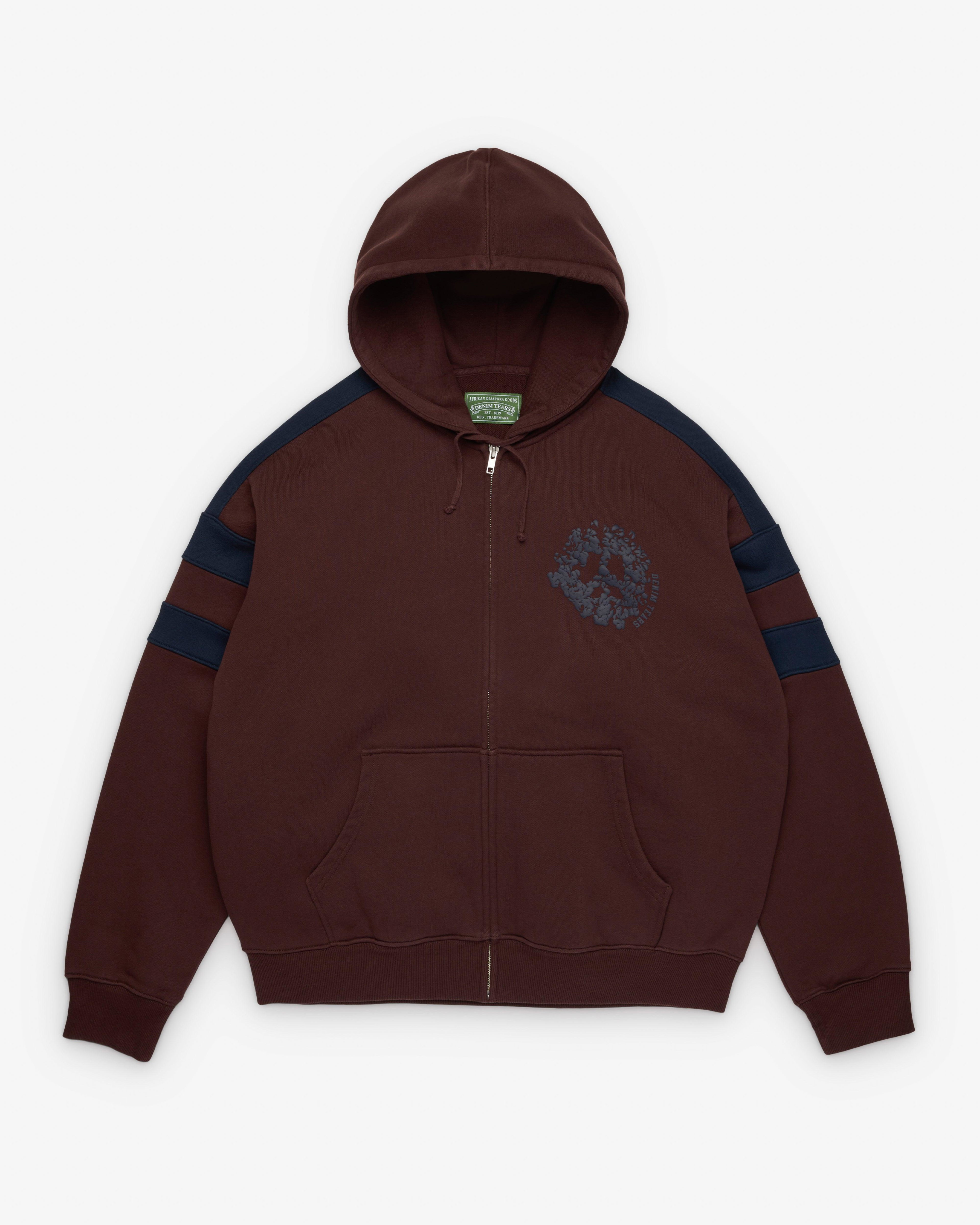 Denim Tears - Men's Denim U Paneled Zip Hoodie - (Brown) by DENIM TEARS