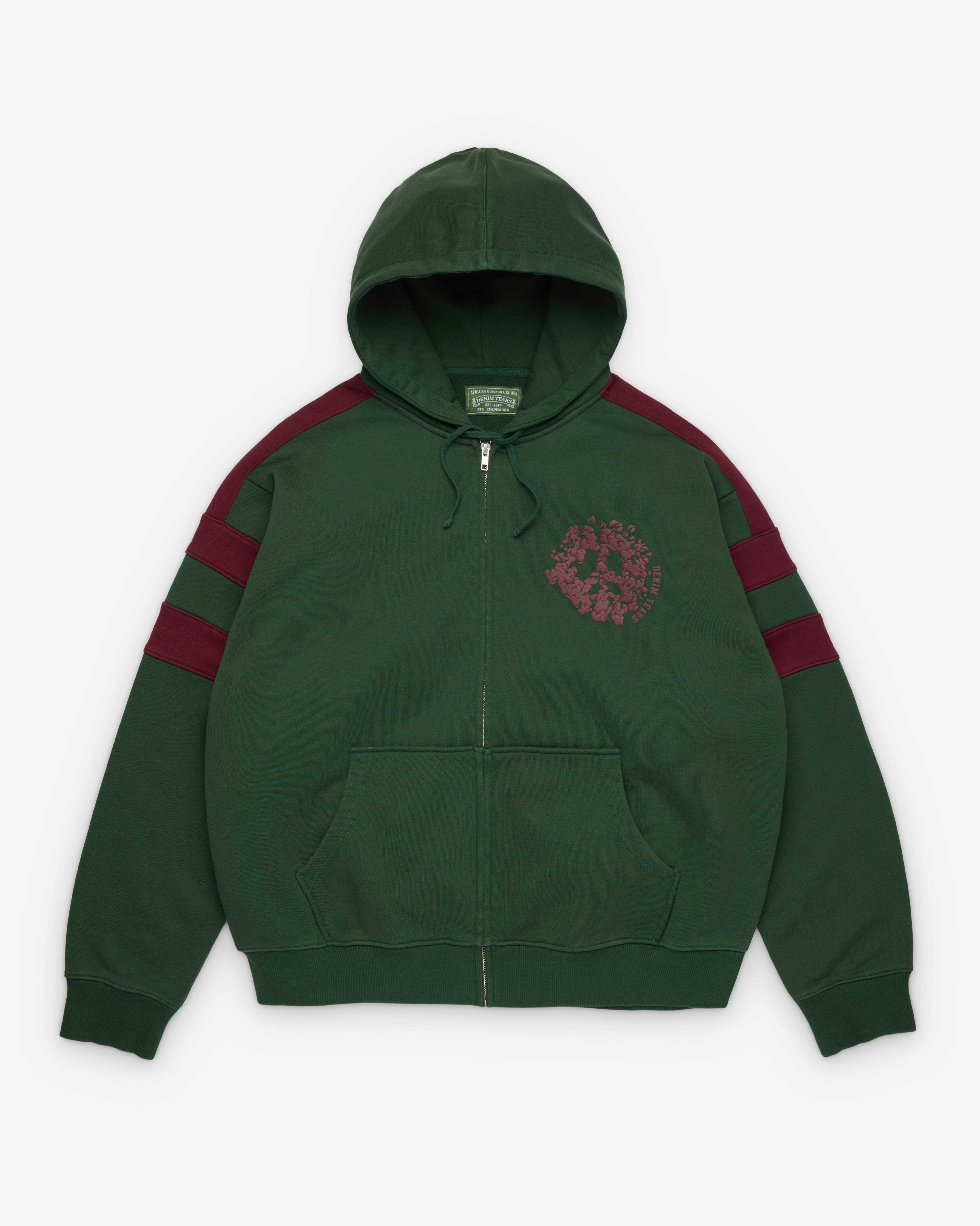 Denim Tears - Men's Denim U Paneled Zip Hoodie - (Green) by DENIM TEARS